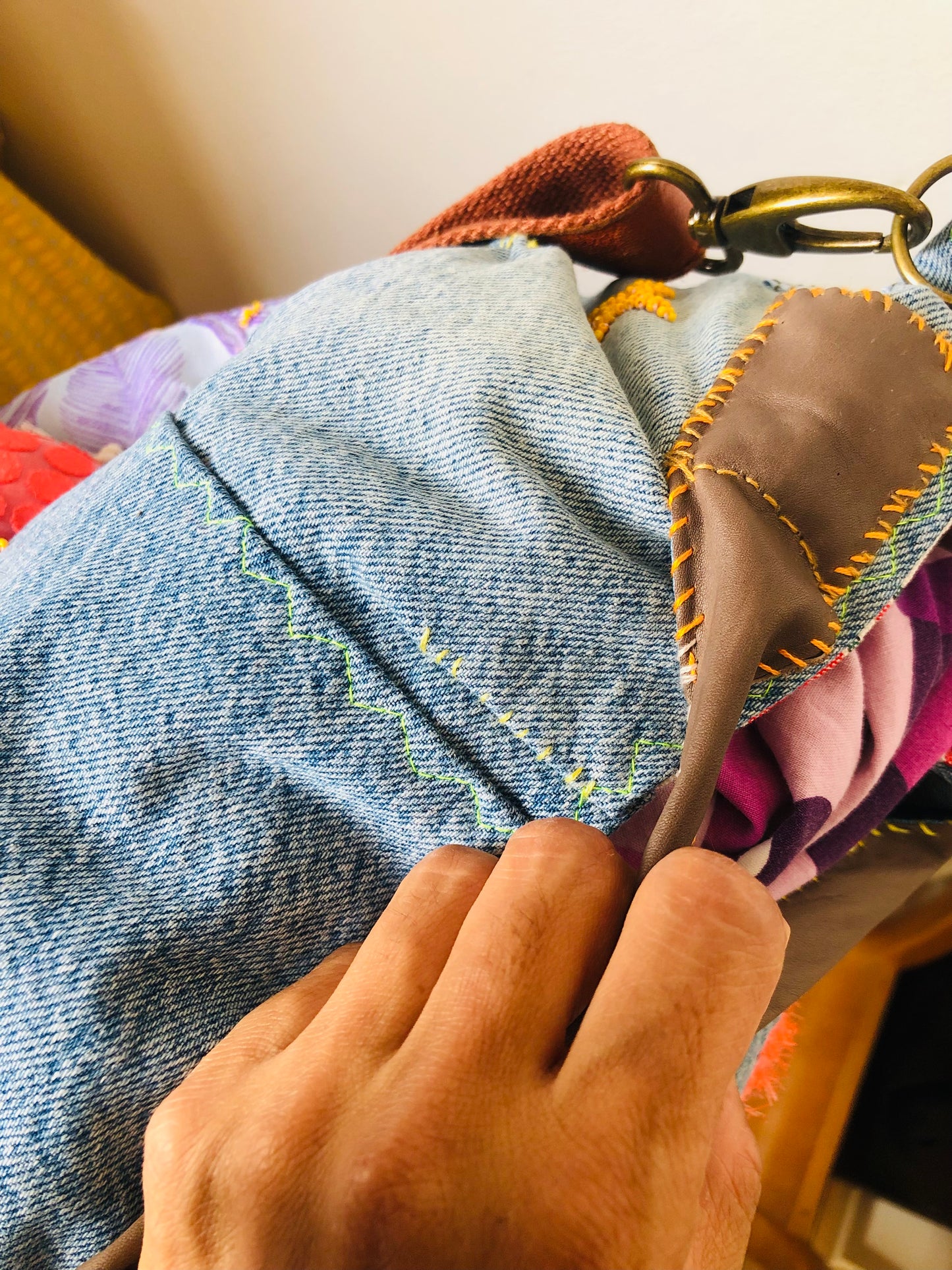 Bag Hand-sewn Fabric Tote Bag Slow Fashion Handmade 2240