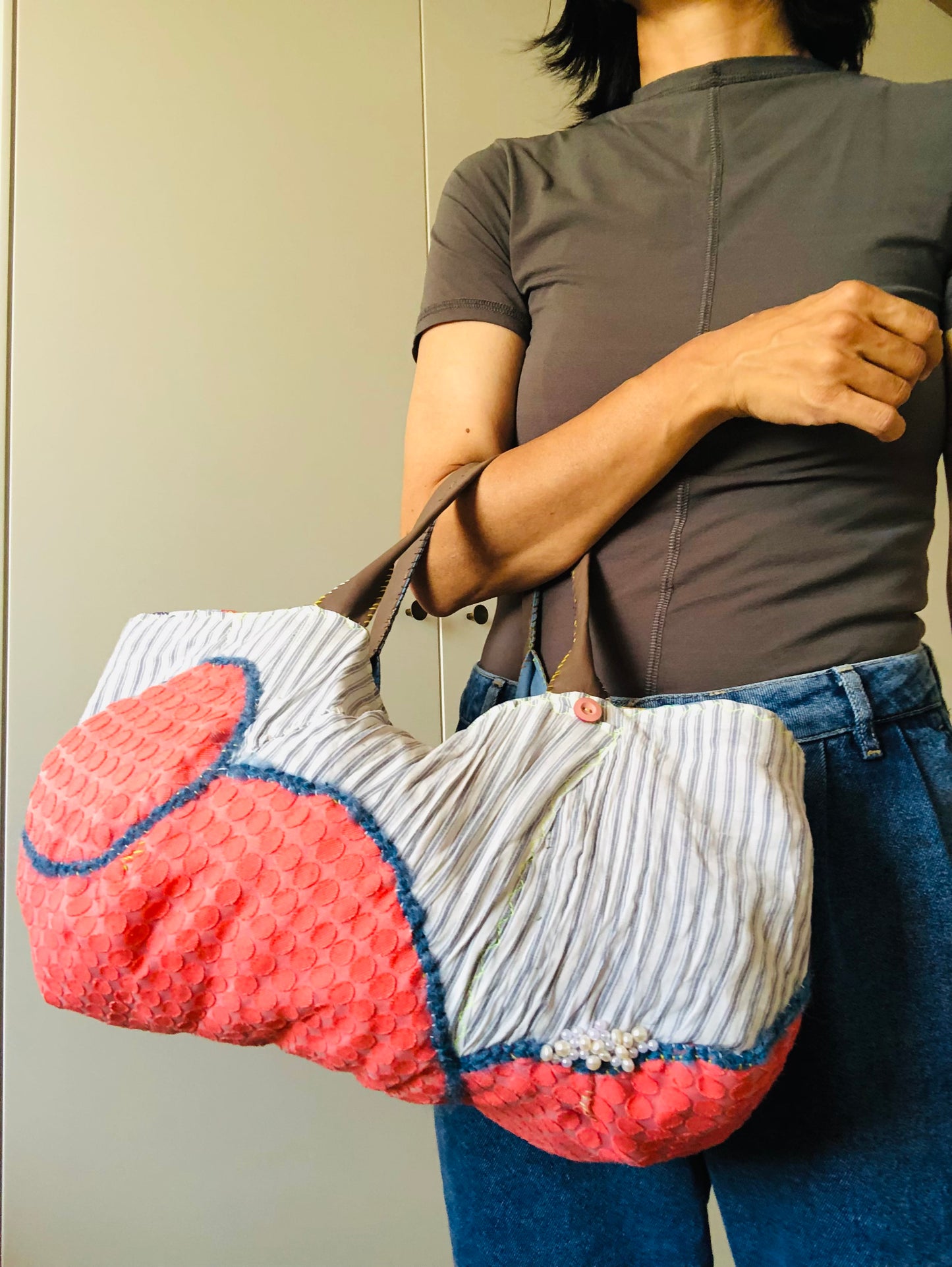 Bag Hand-sewn Fabric Tote Bag Slow Fashion Handmade 2251