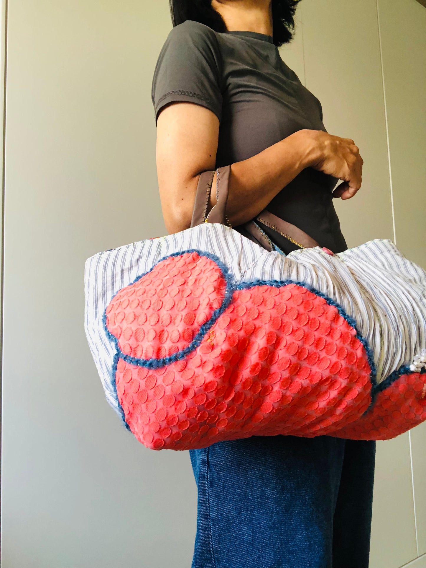 Bag Hand-sewn Fabric Tote Bag Slow Fashion Handmade 2251