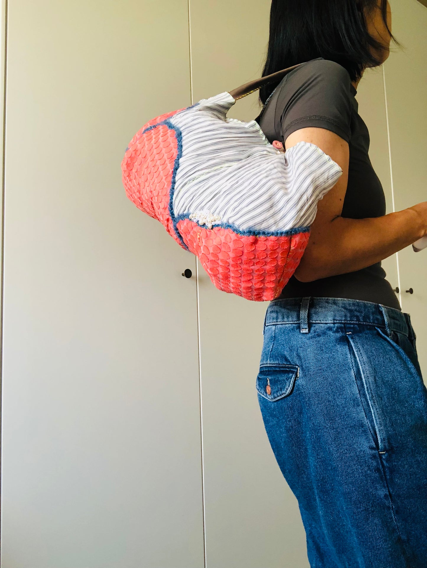 Bag Hand-sewn Fabric Tote Bag Slow Fashion Handmade 2251