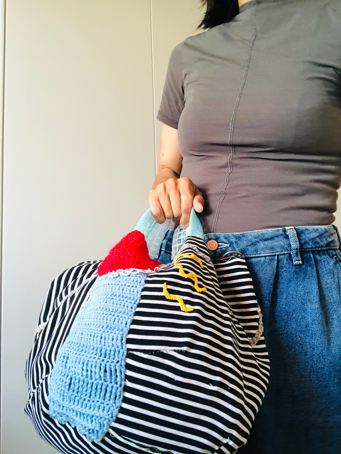 Bag Hand-sewn Fabric Tote Bag Slow Fashion Handmade 2253