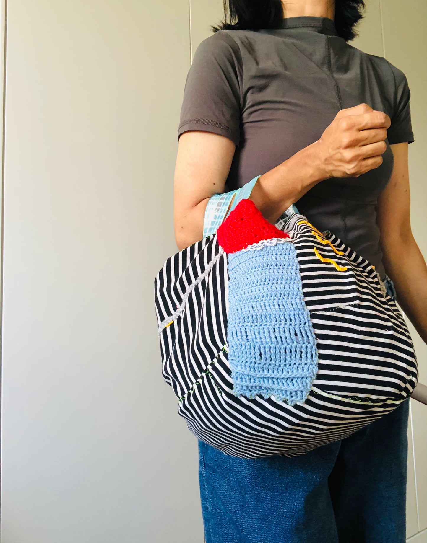 Bag Hand-sewn Fabric Tote Bag Slow Fashion Handmade 2253