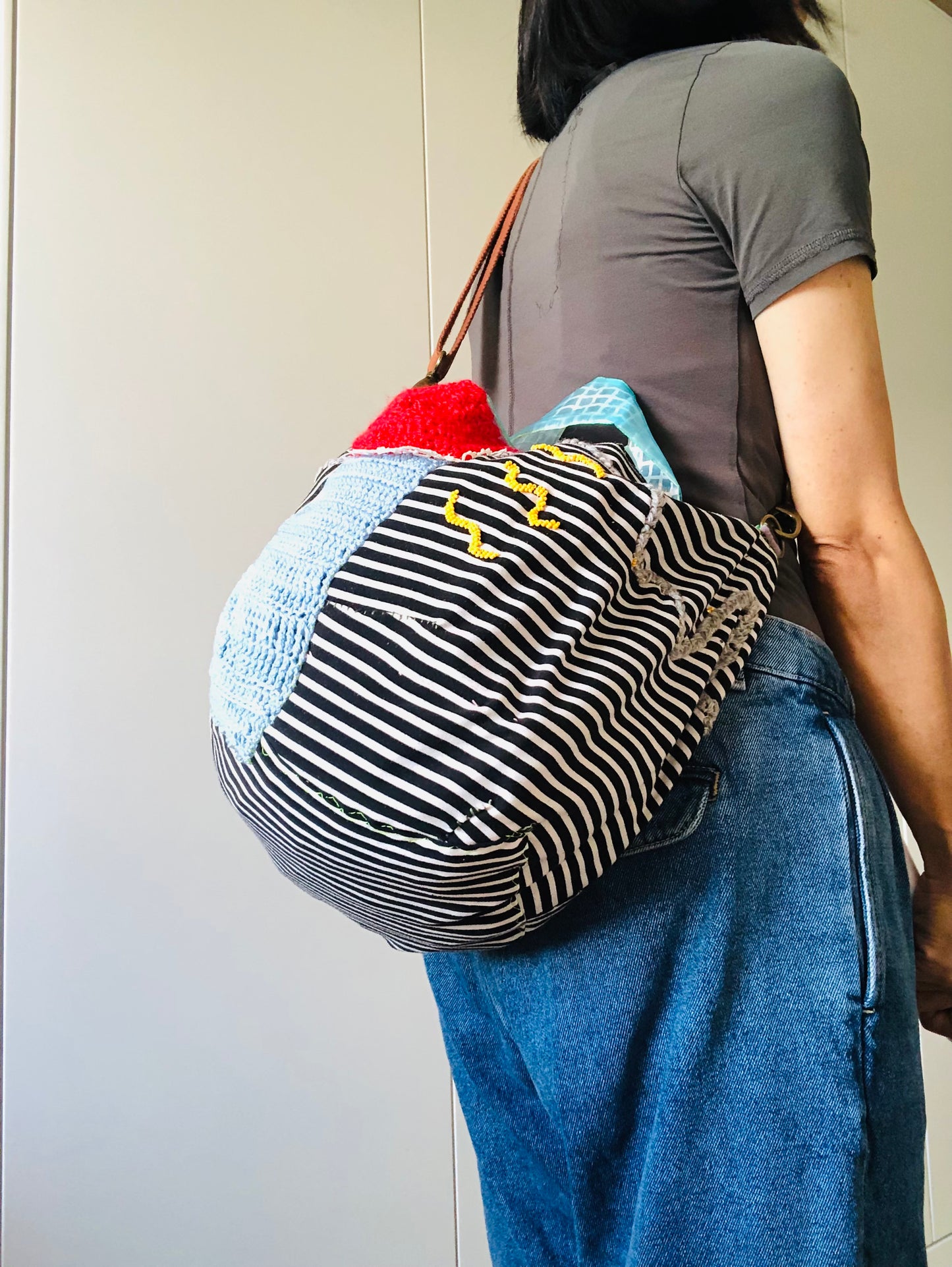 Bag Hand-sewn Fabric Tote Bag Slow Fashion Handmade 2253