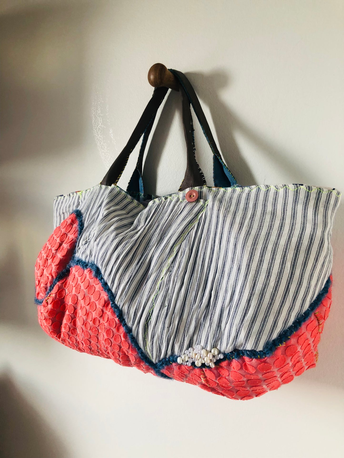 Bag Hand-sewn Fabric Tote Bag Slow Fashion Handmade 2251