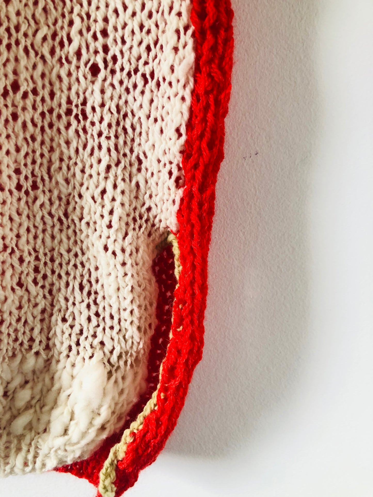 Hand-knitted sweater, slow fashion, fancy yarn, oneofakind, short sleeves, short length, 2256