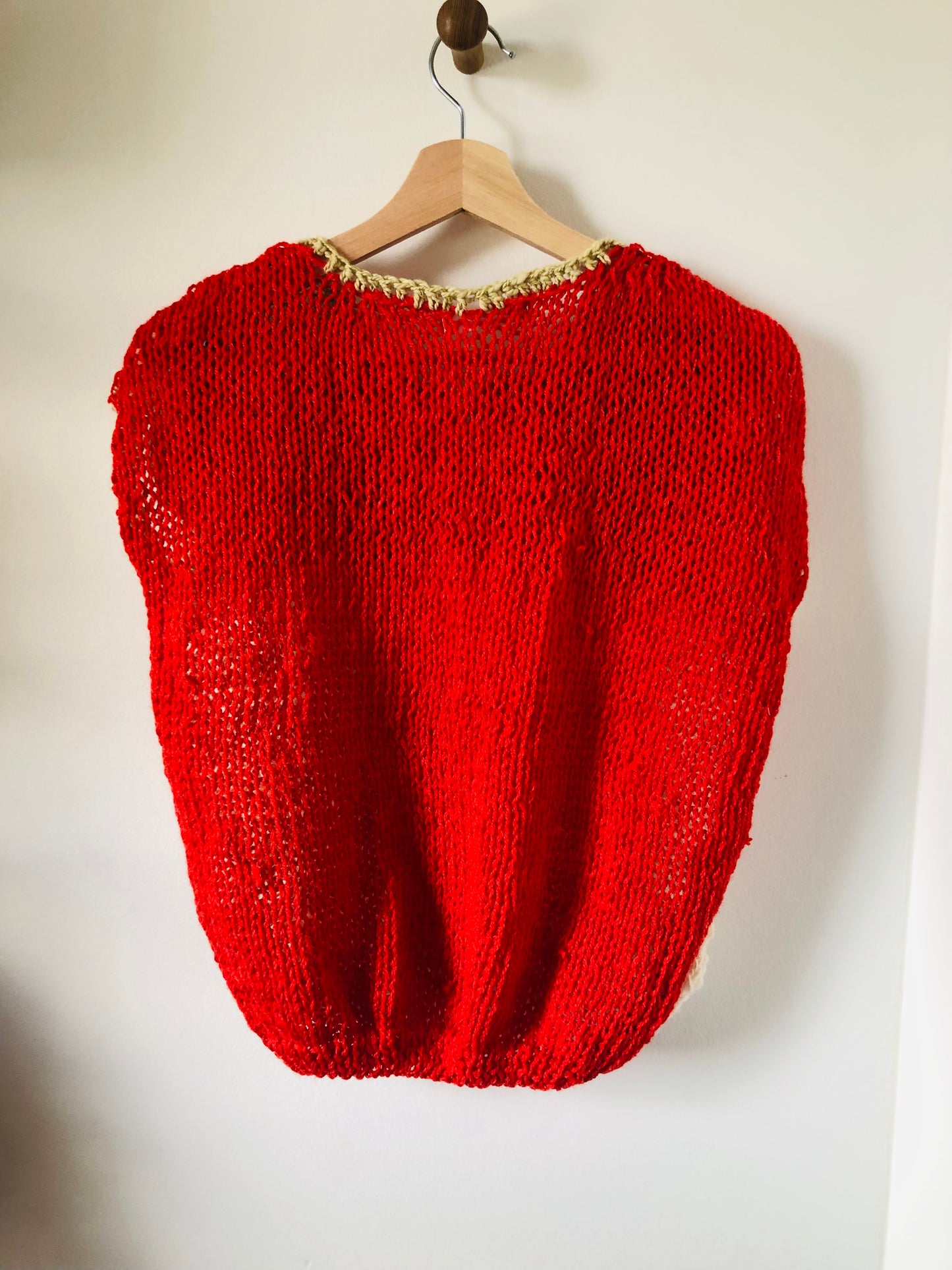 Hand-knitted sweater, slow fashion, fancy yarn, oneofakind, short sleeves, short length, 2256