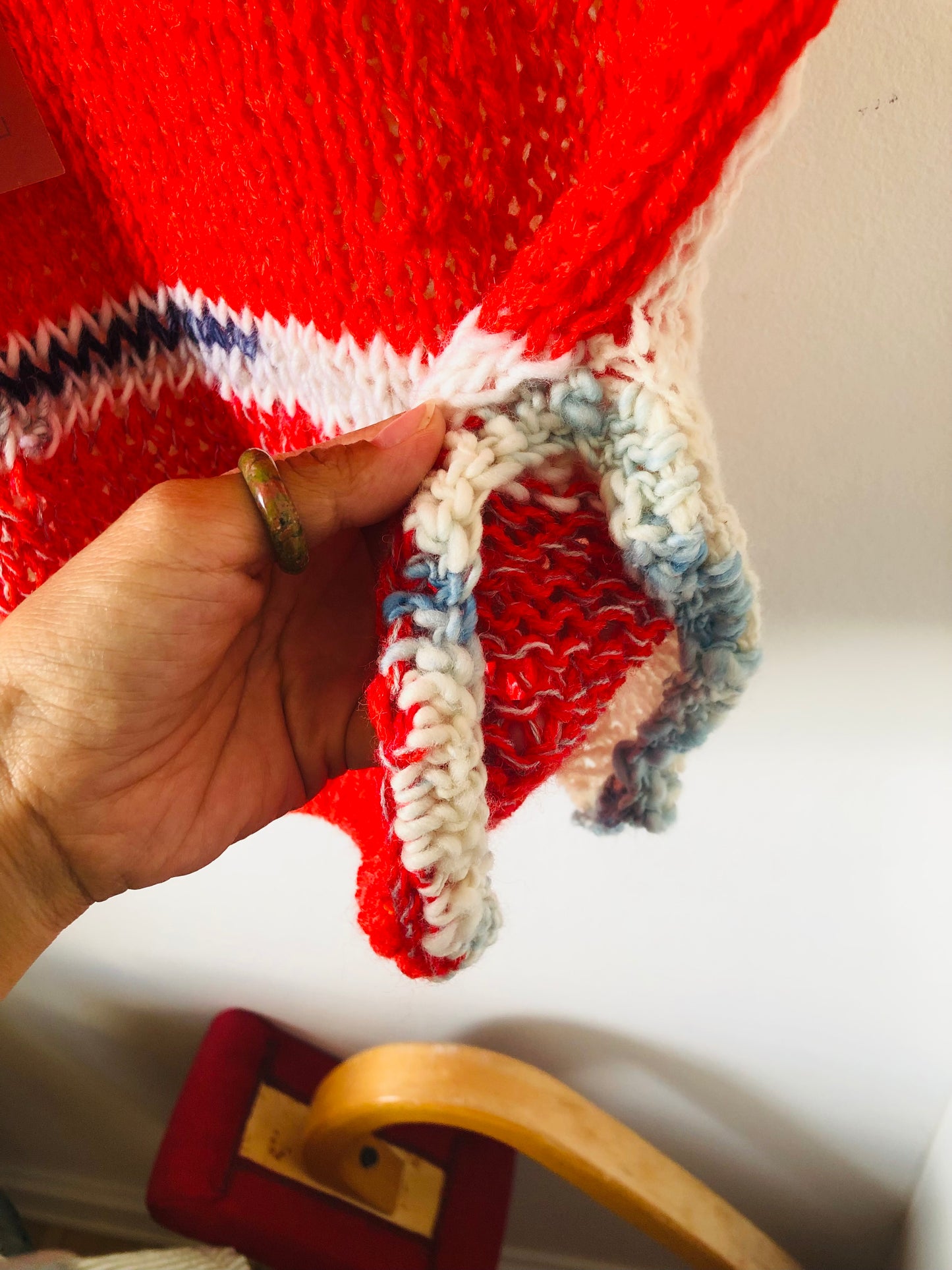 Hand-knitted sweater, slow fashion, fancy yarn, oneofakind, short sleeves, short length, 2257