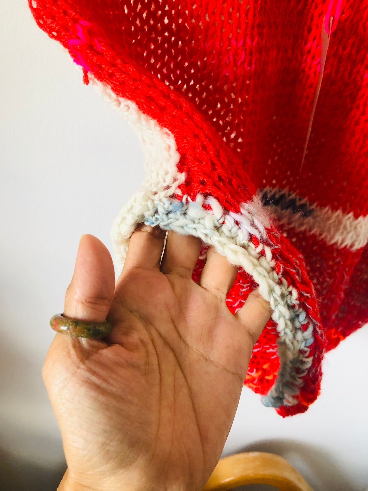 Hand-knitted sweater, slow fashion, fancy yarn, oneofakind, short sleeves, short length, 2257