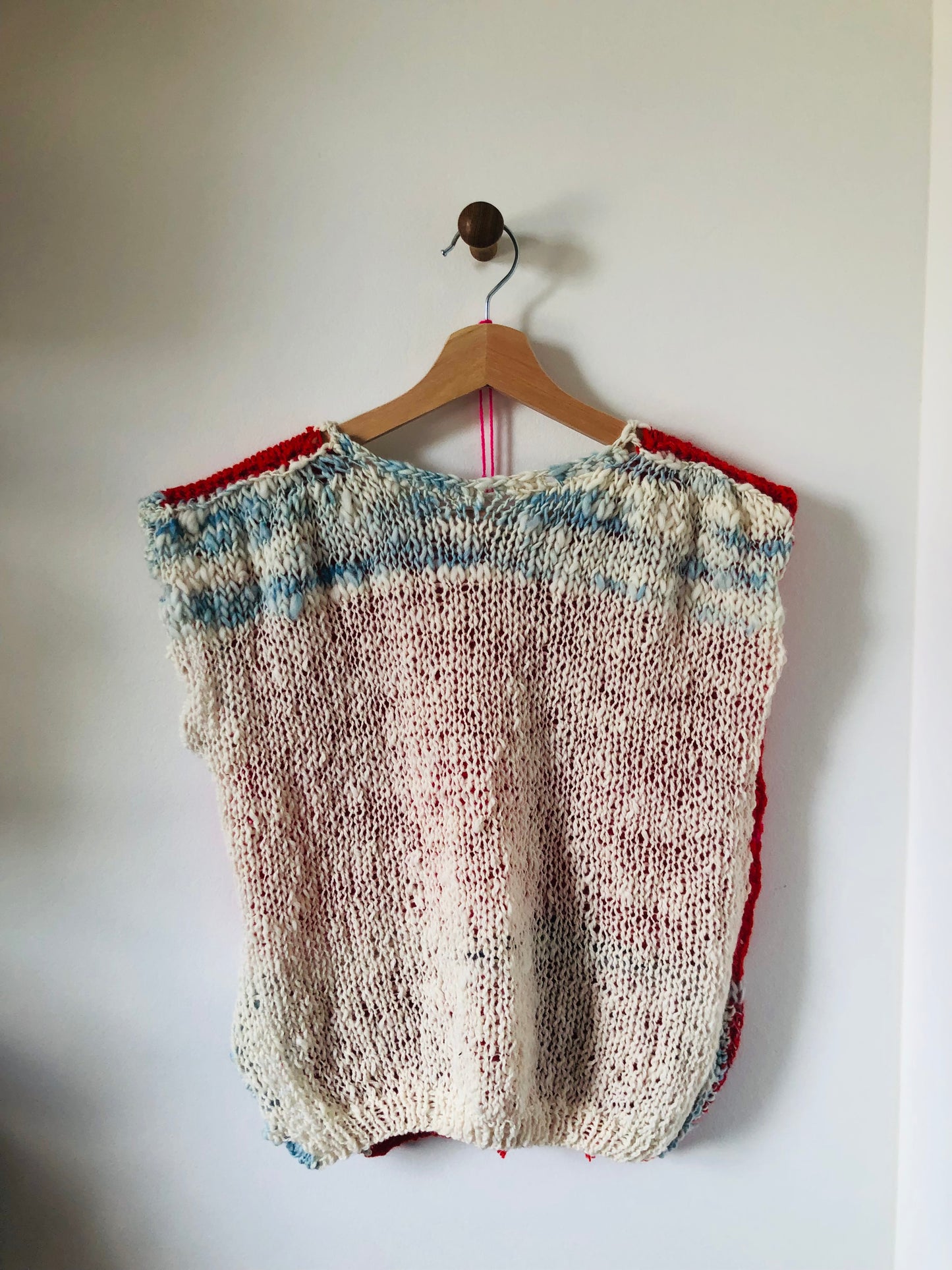 Hand-knitted sweater, slow fashion, fancy yarn, oneofakind, short sleeves, short length, 2257