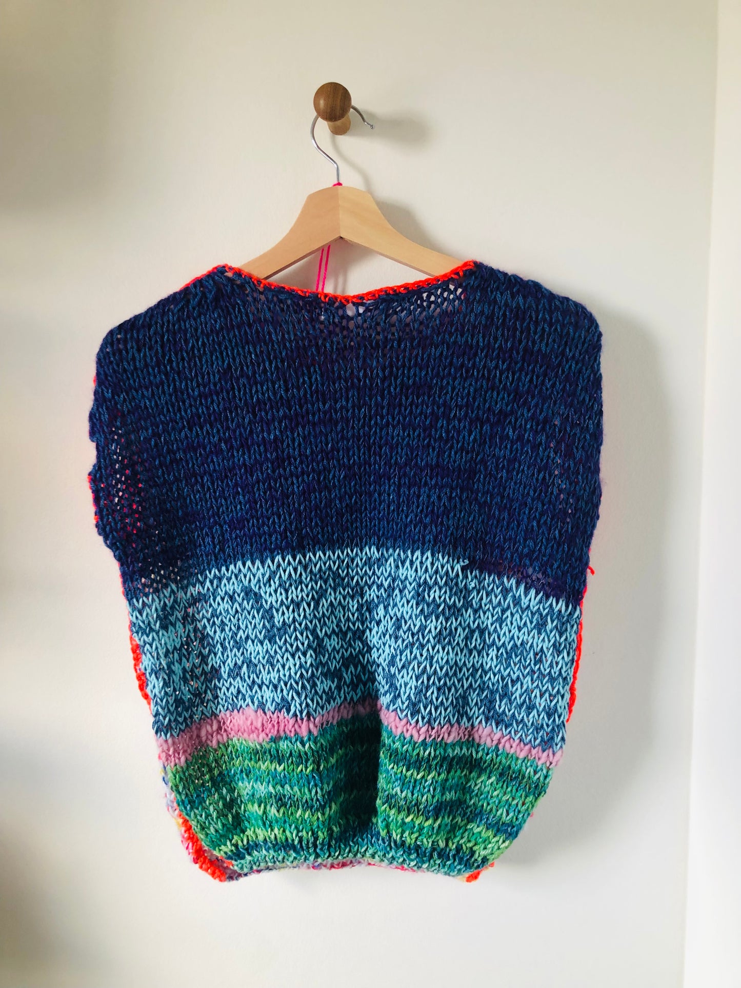 Hand-knitted sweater, slow fashion, fancy yarn, oneofakind, short sleeves, short length, 2258