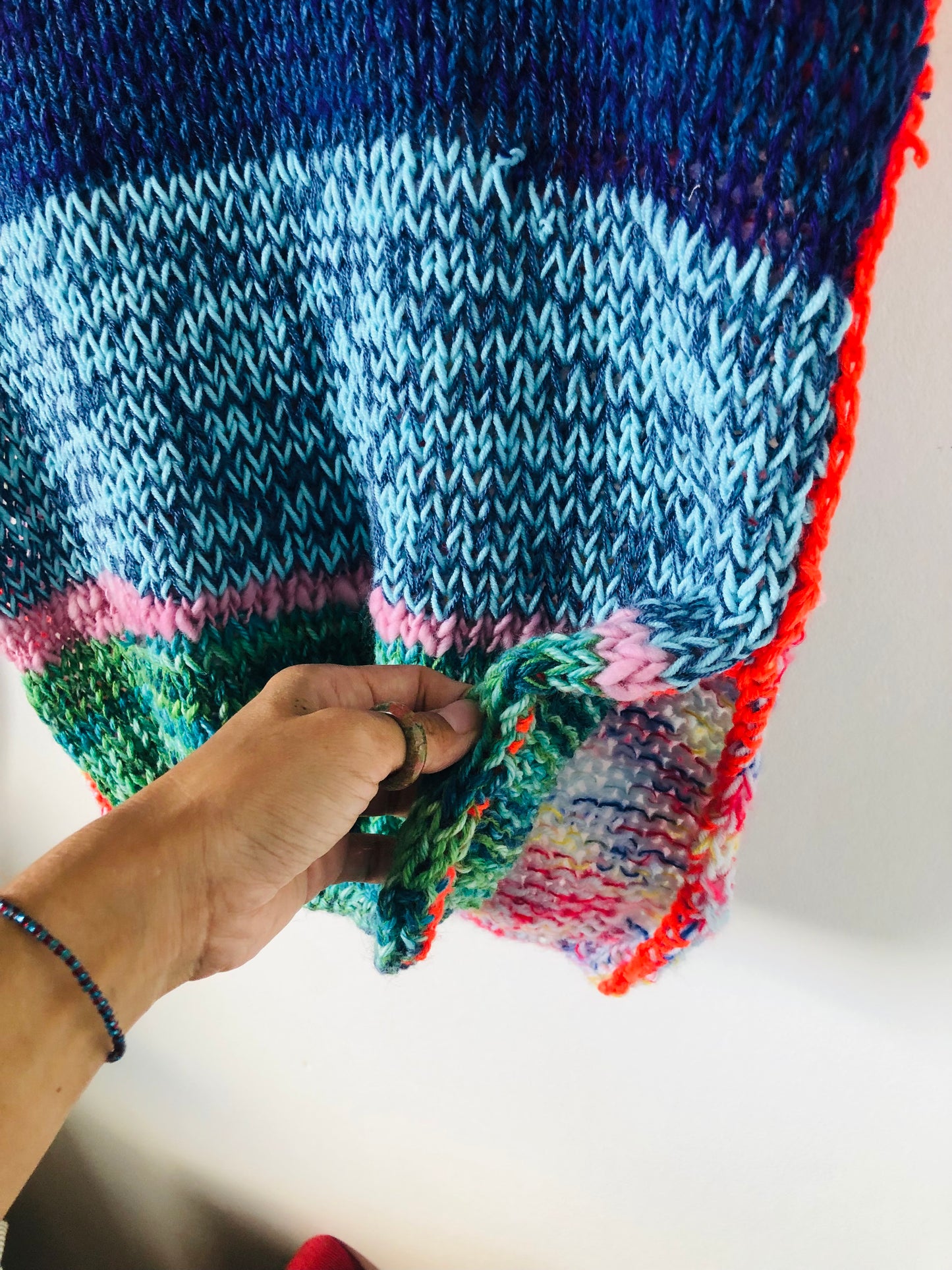 Hand-knitted sweater, slow fashion, fancy yarn, oneofakind, short sleeves, short length, 2258