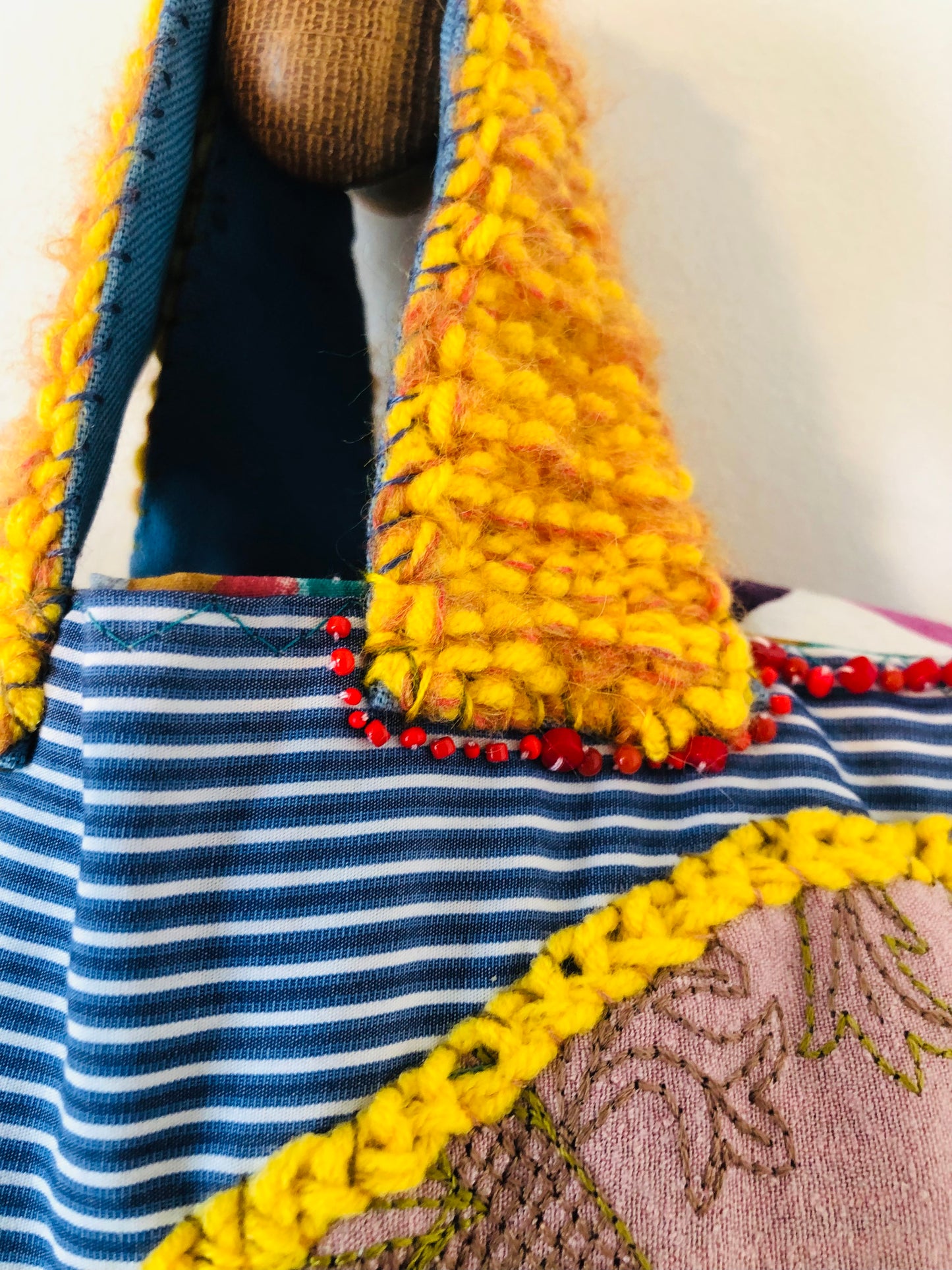 Bag Hand-sewn Fabric Tote Bag Slow Fashion Handmade 2259