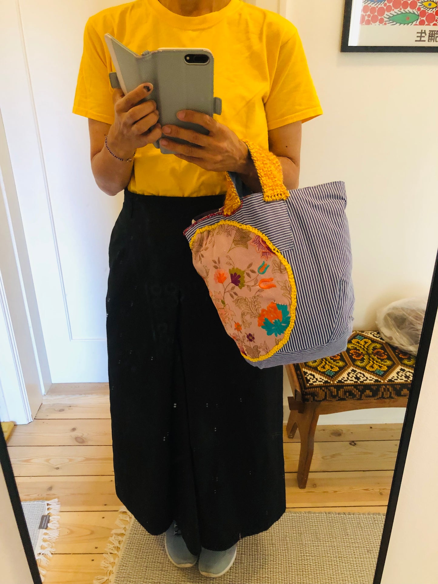 Bag Hand-sewn Fabric Tote Bag Slow Fashion Handmade 2259