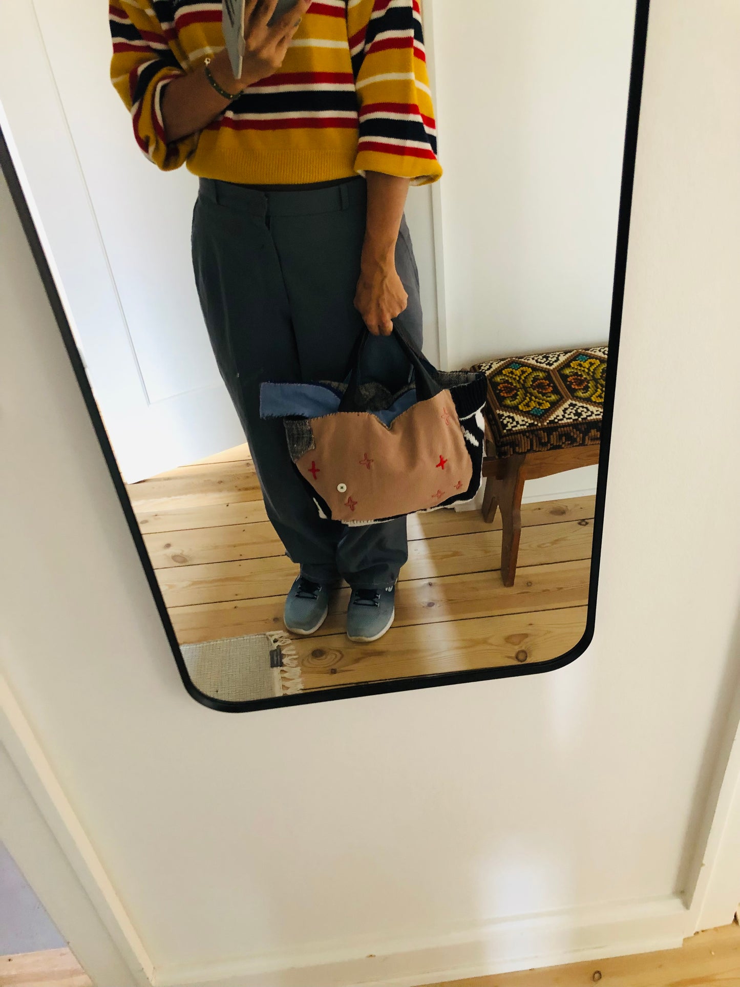 Bag Hand-sewn Fabric Tote Bag Slow Fashion Handmade 2264