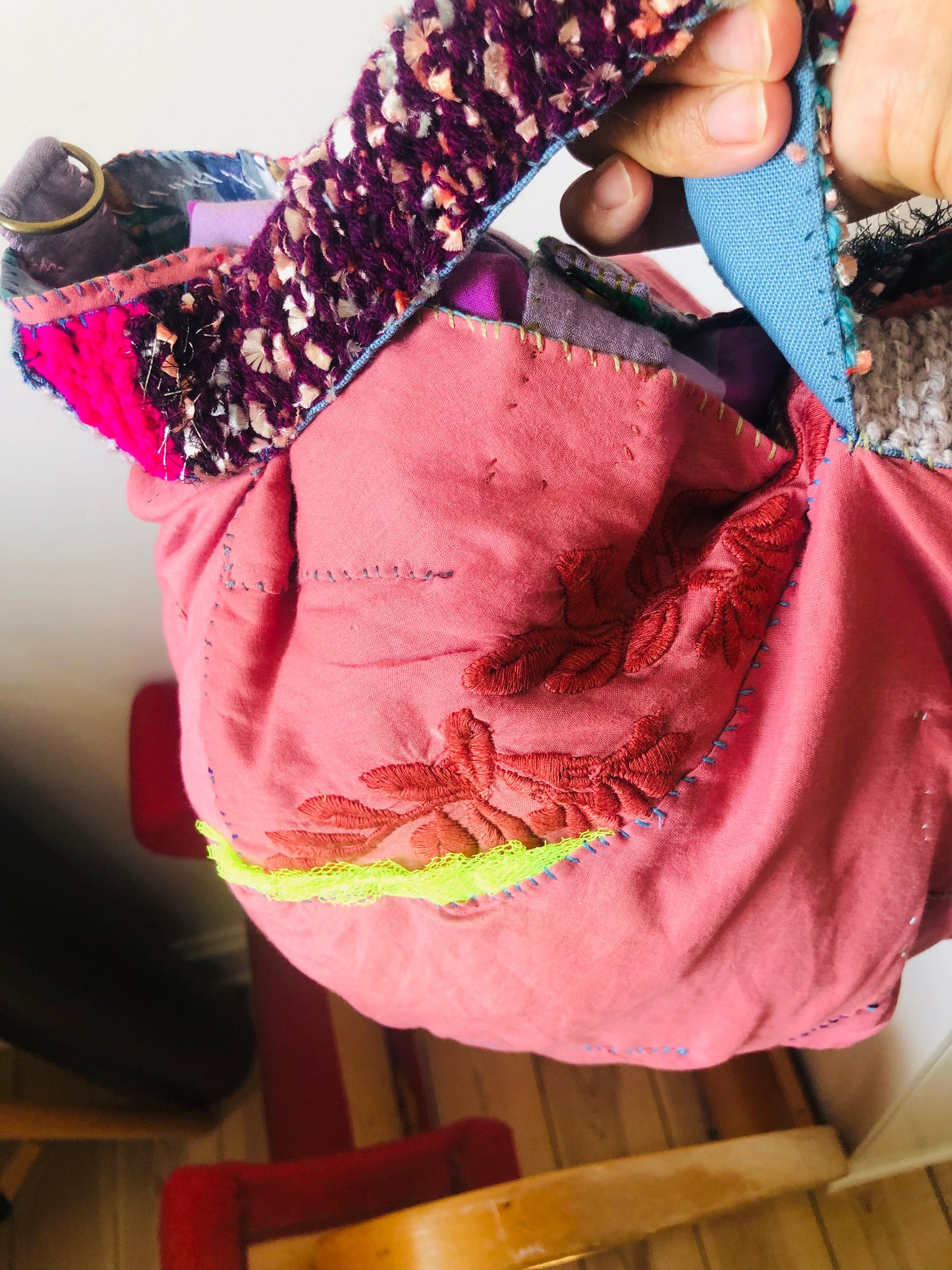 Bag 手縫いのバッグ　布製　トートバッグ　スローファッション　ハンドメイド　2255