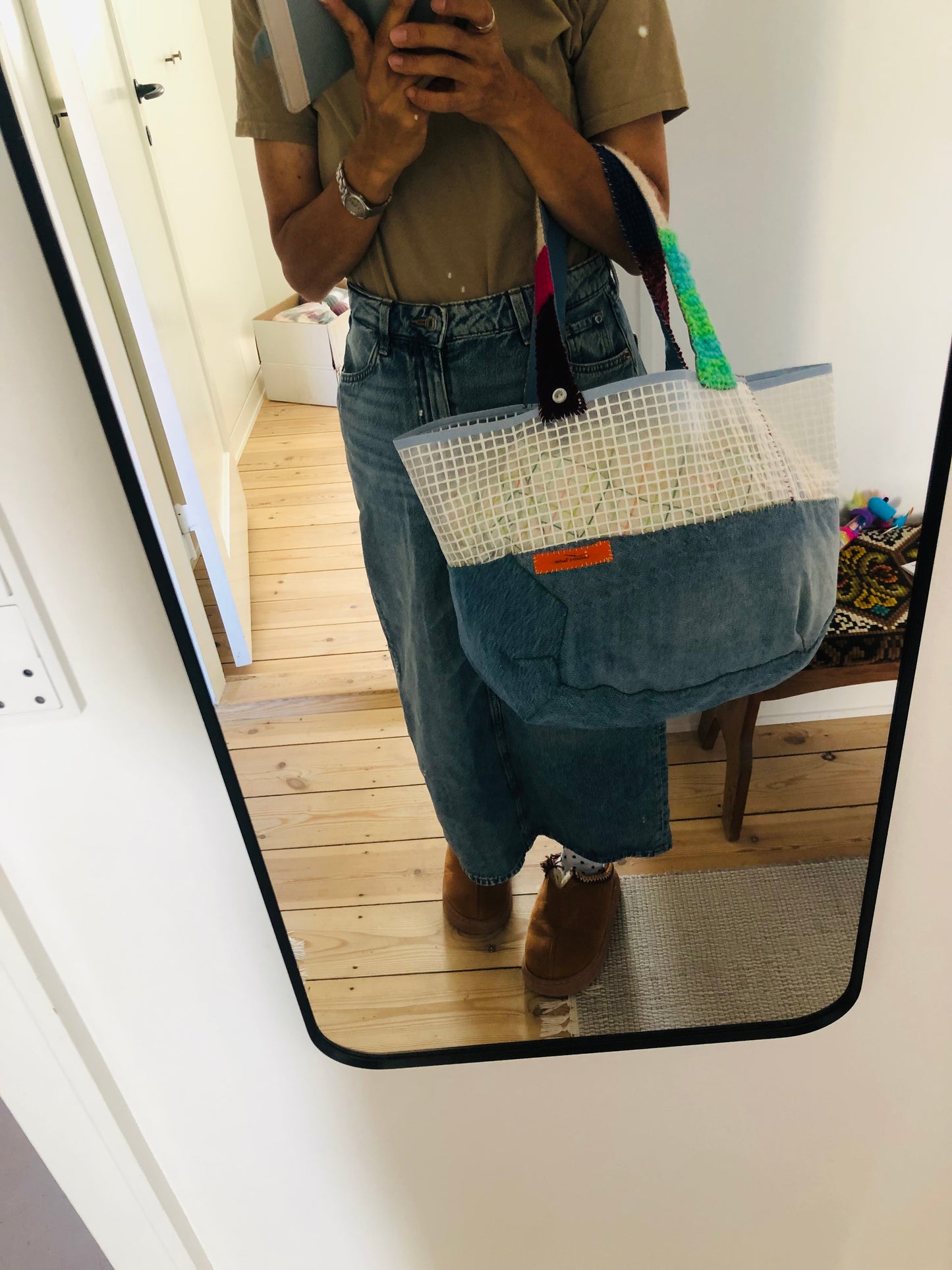 Bag Hand-sewn Fabric Tote Bag Slow Fashion Handmade 2269