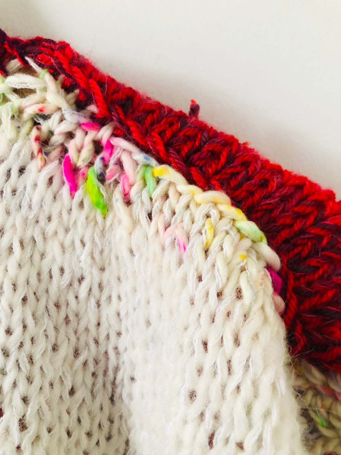 Hand-knitted sweater, slow fashion, fancy yarn, oneofakind, short sleeves, short length, 2273