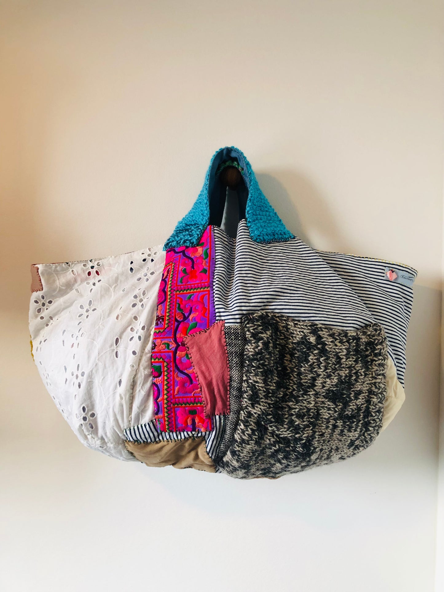 Bag Hand-sewn Fabric Tote Bag Slow Fashion Handmade 2277