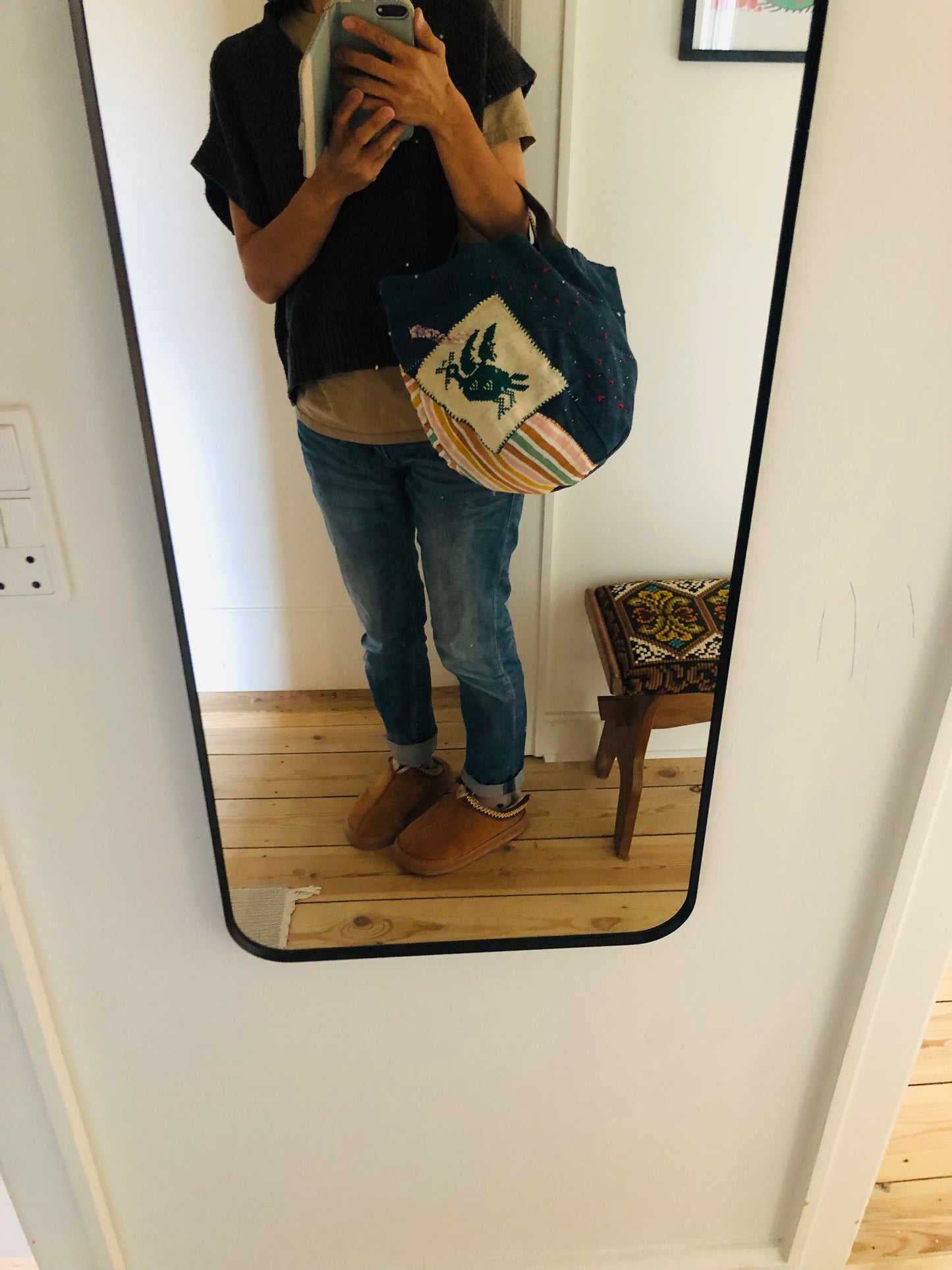 Bag Hand-sewn Fabric Tote Bag Slow Fashion Handmade 2275