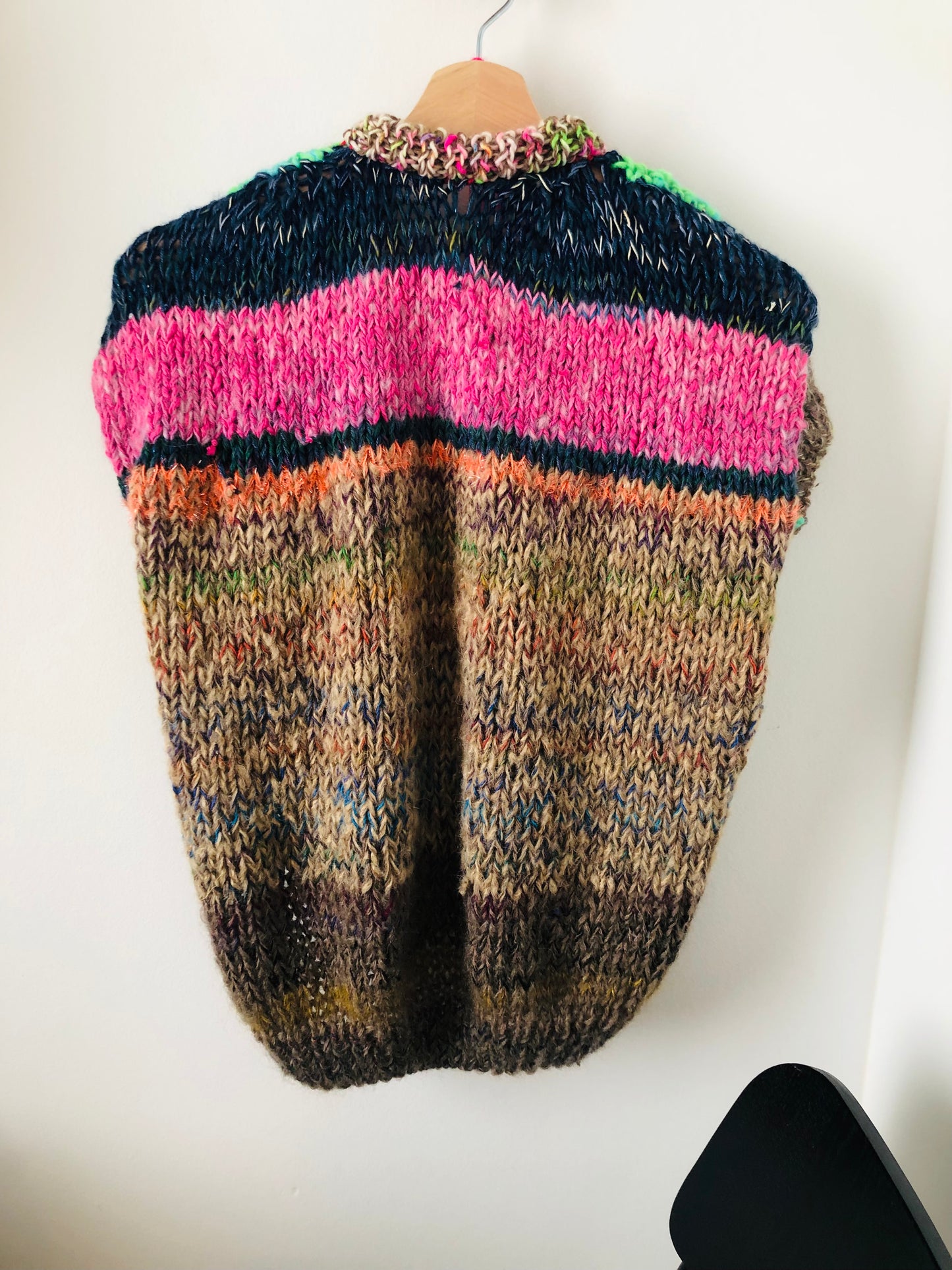 Hand-knitted sweater, slow fashion, fancy yarn, oneofakind, short sleeves, short length, 2278