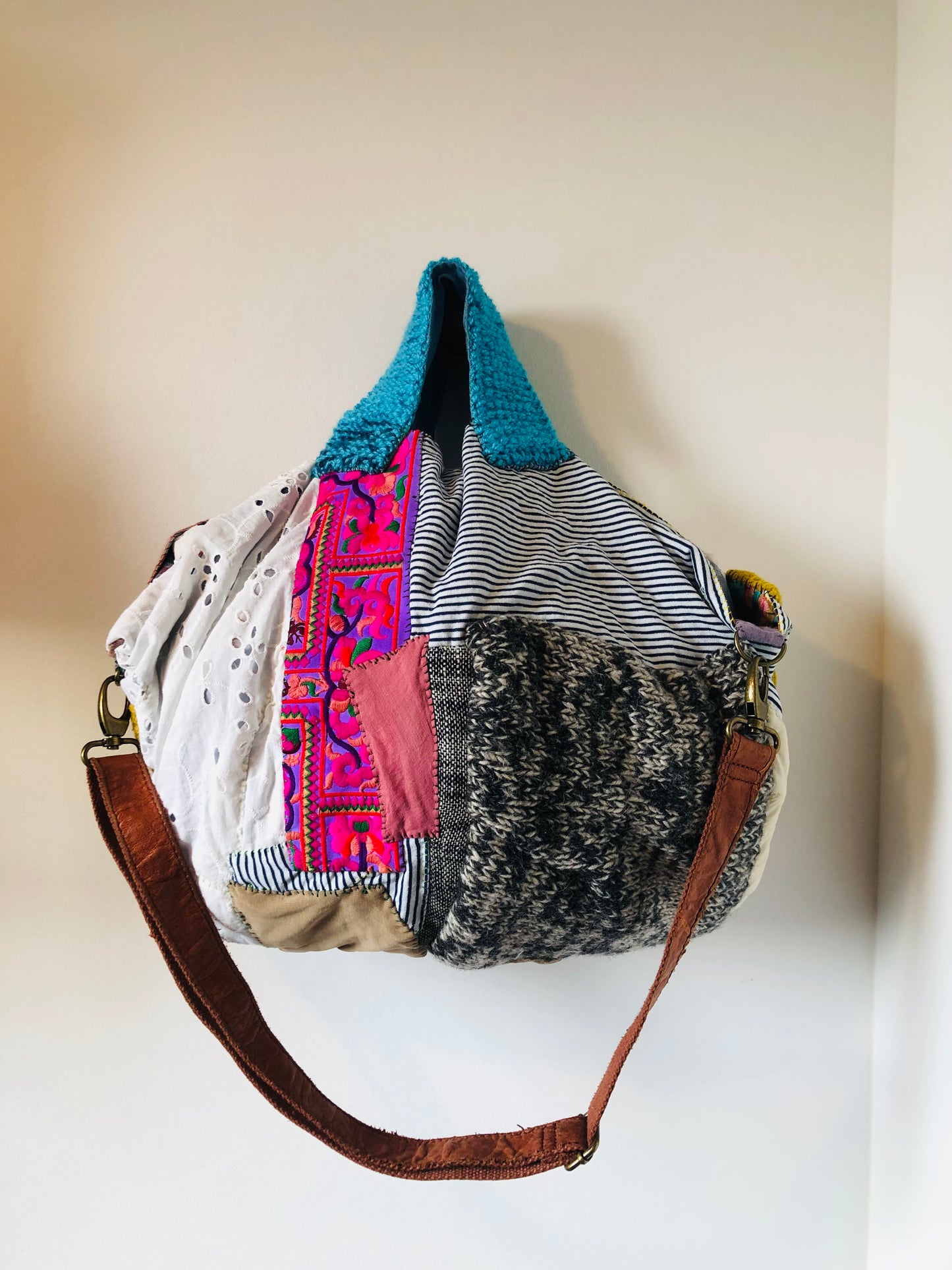 Bag Hand-sewn Fabric Tote Bag Slow Fashion Handmade 2277