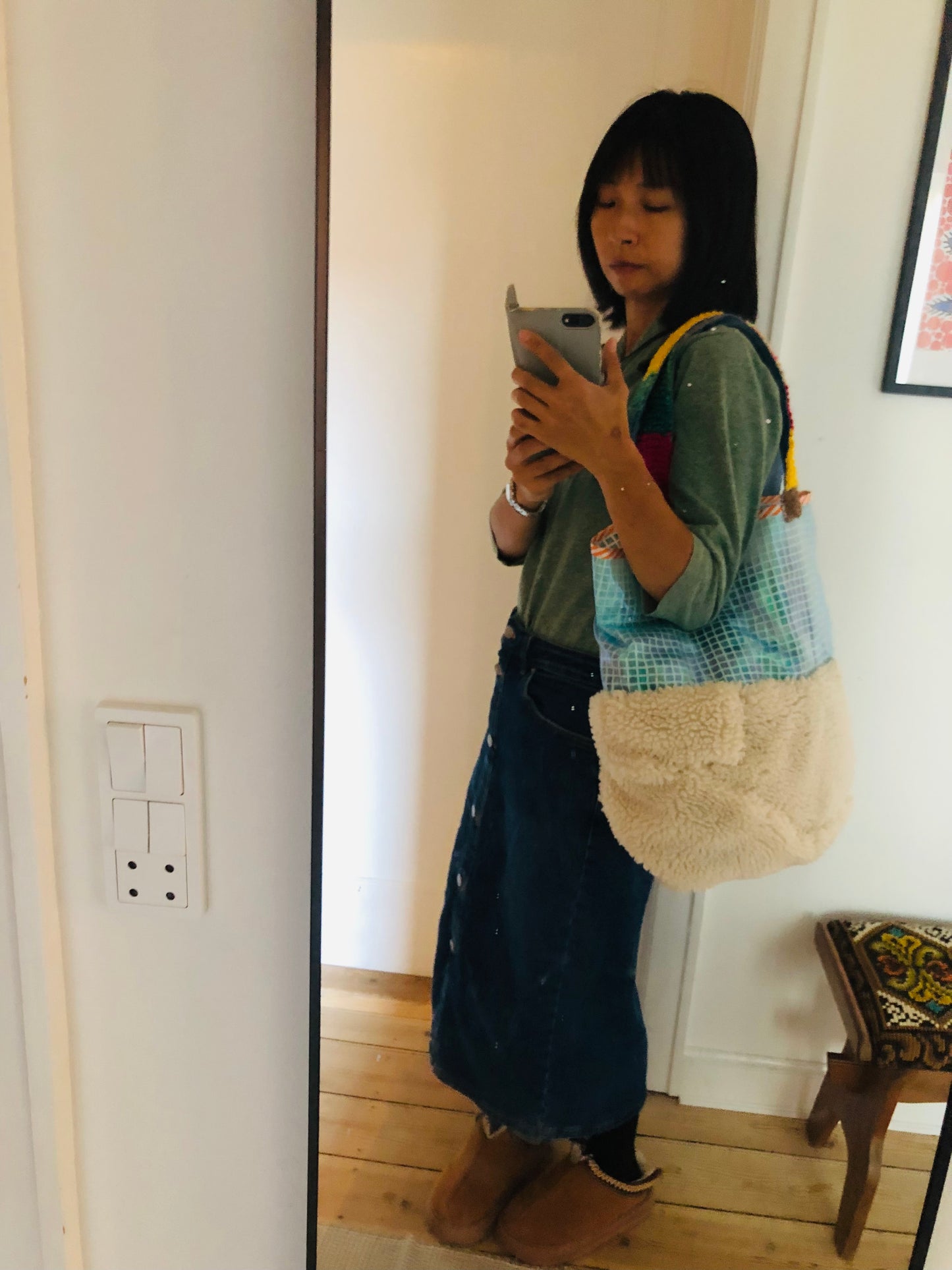 Bag 手縫いのバッグ　布製　トートバッグ　スローファッション　ハンドメイド　2268