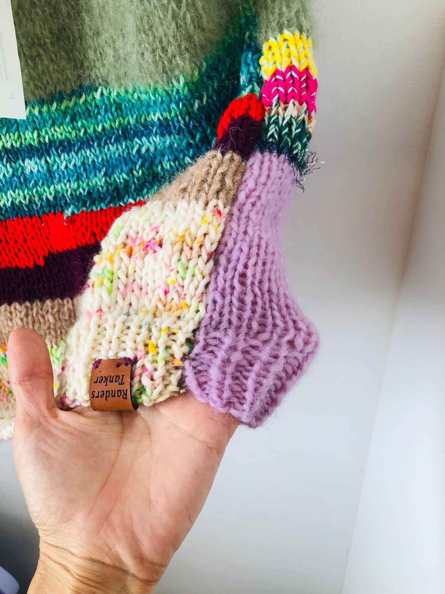 セーター　手編み　スローファッション　ファンシーヤーン　oneofakind  半袖　ショート丈　　2278 (コピー)