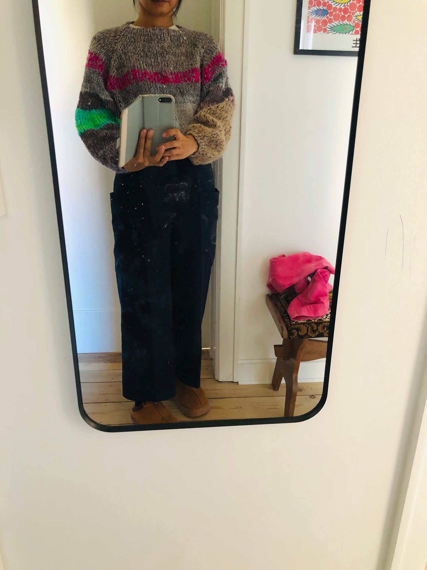 セーター　手編み　スローファッション　ファンシーヤーン　oneofakind  ショート丈　　2300