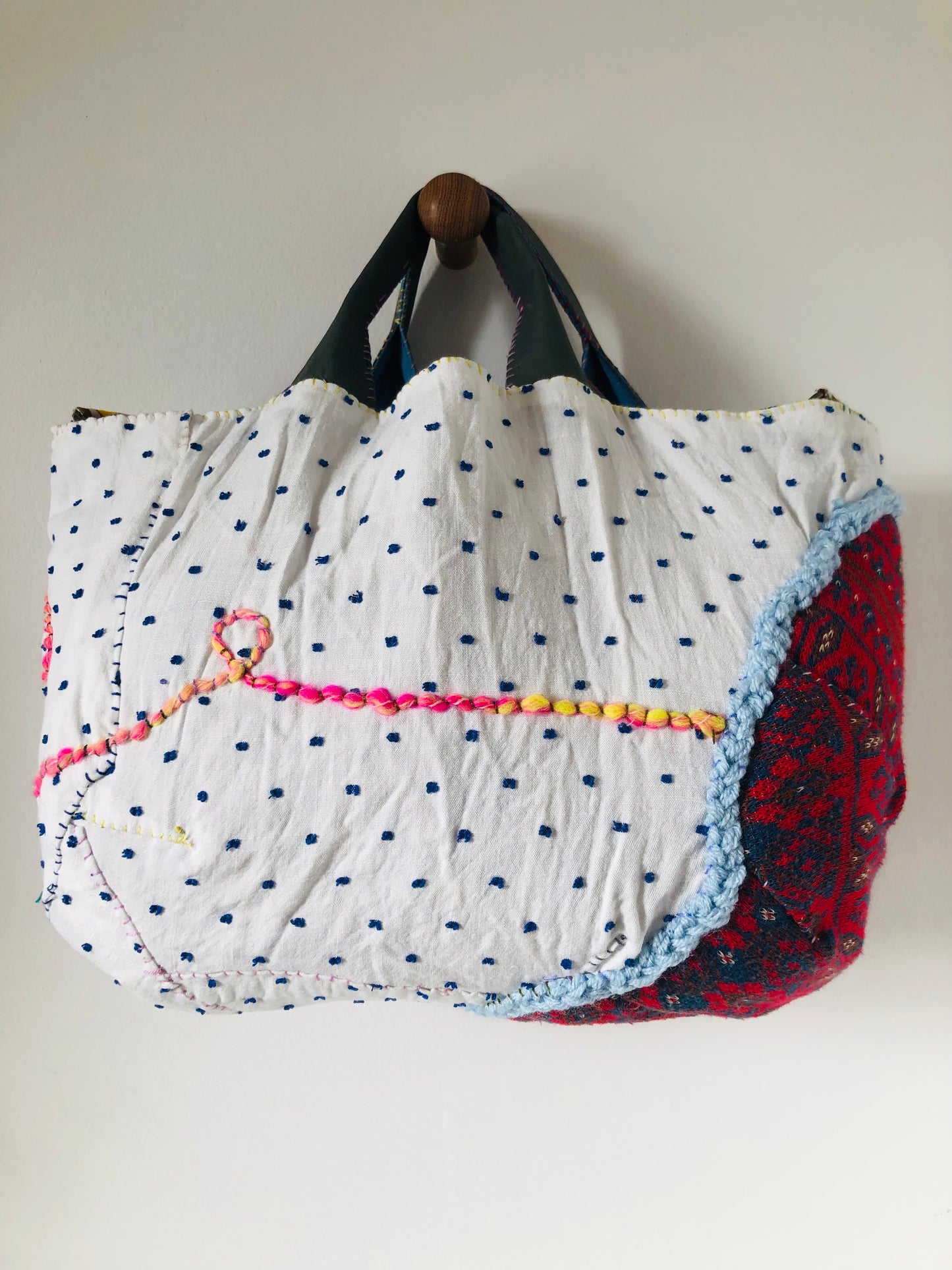 Bag Hand-sewn Fabric Tote Bag Slow Fashion Handmade 2297