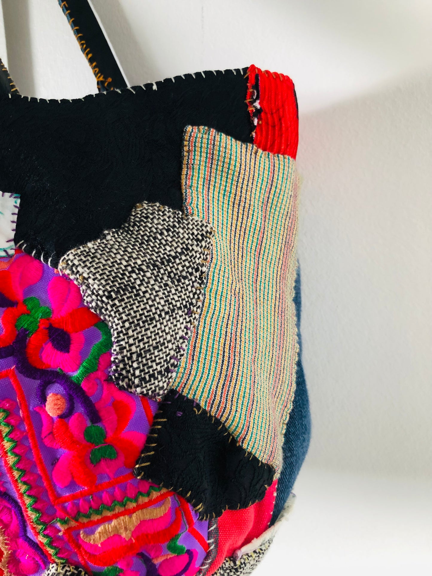 Hand-sewn fabric tote bag, slow fashion, handmade, 2299