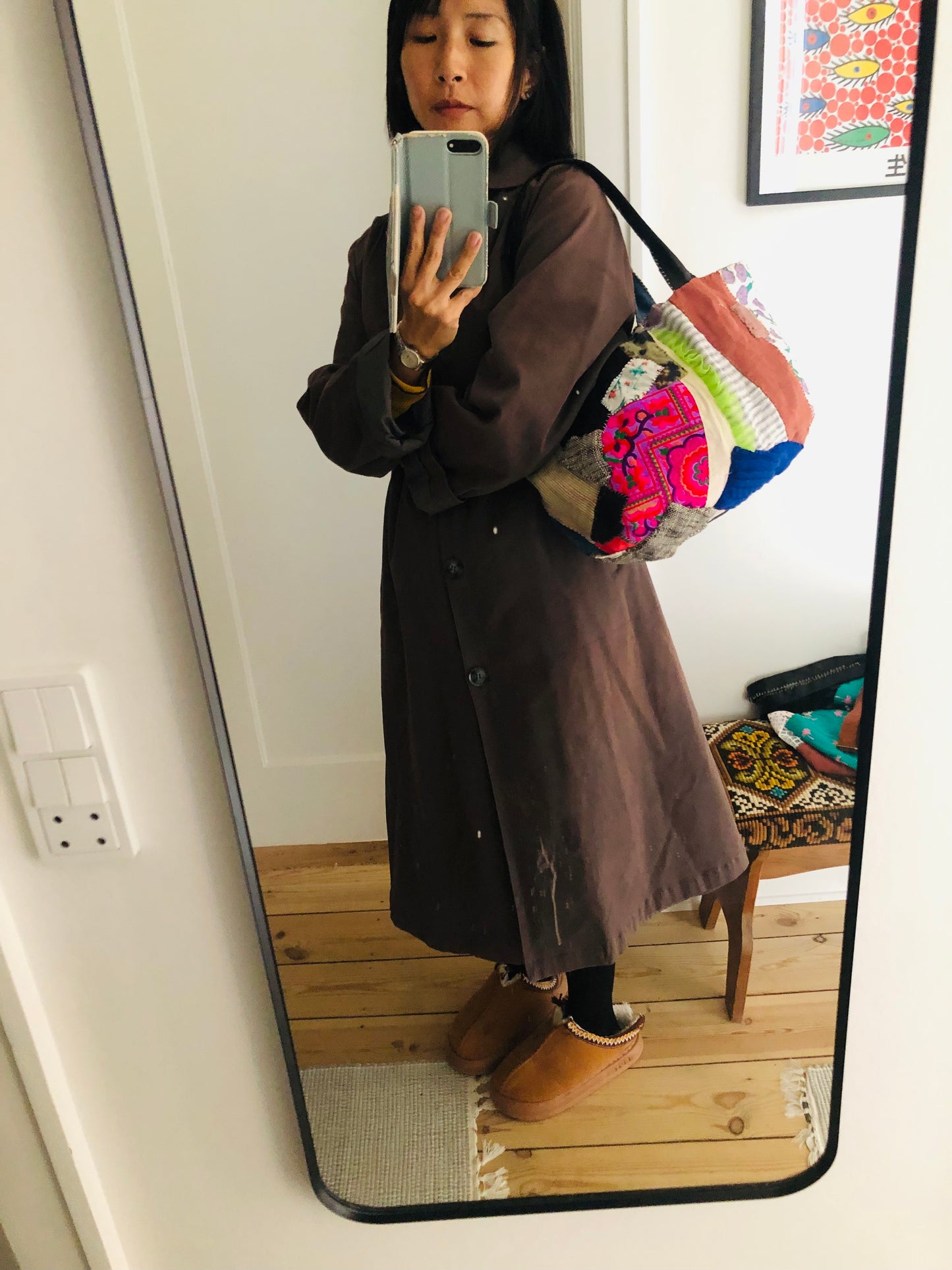 Hand-sewn fabric tote bag, slow fashion, handmade, 2299