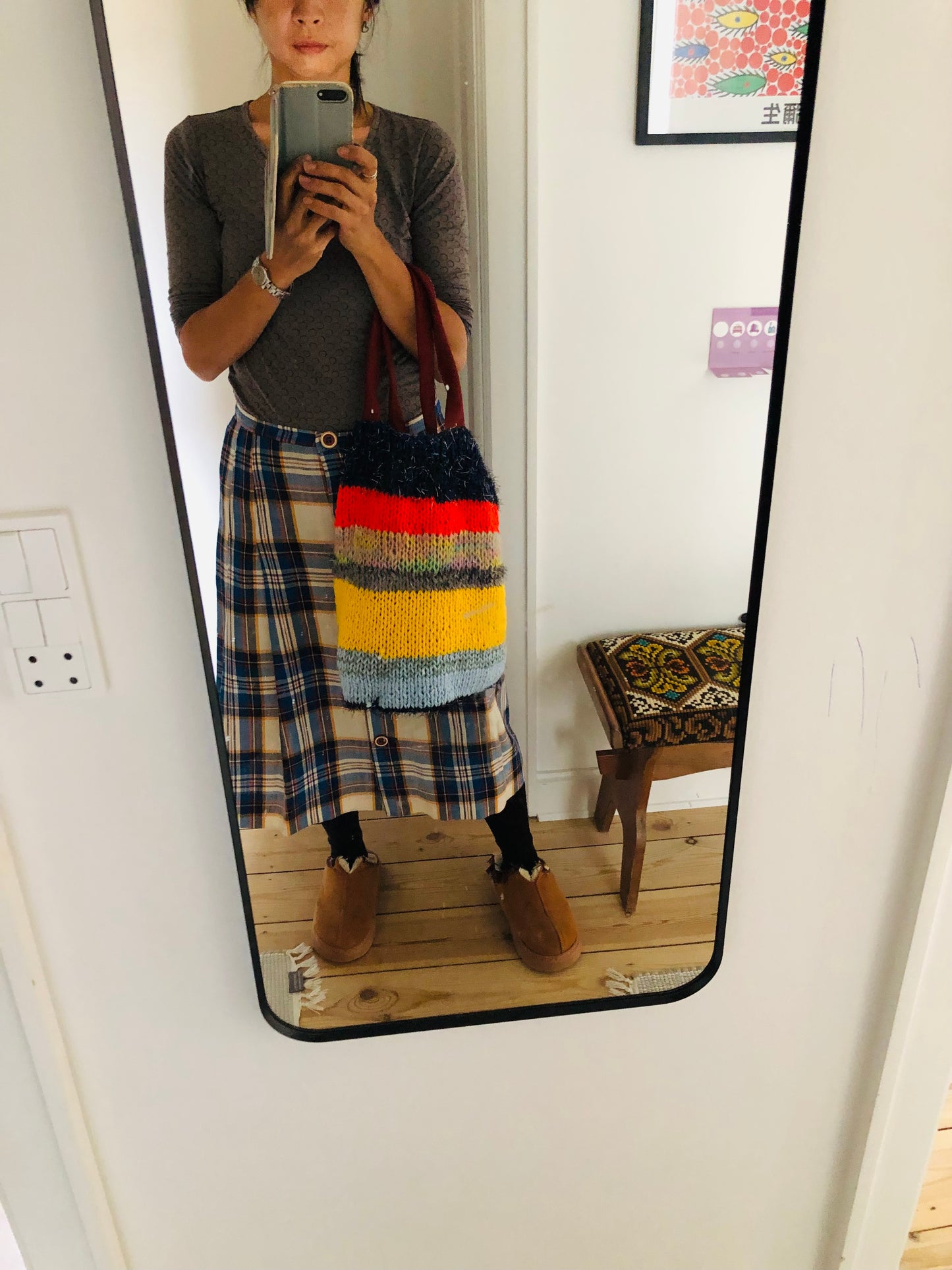 Bag 手縫いのバッグ　毛糸　トートバッグ　スローファッション　ハンドメイド　2302