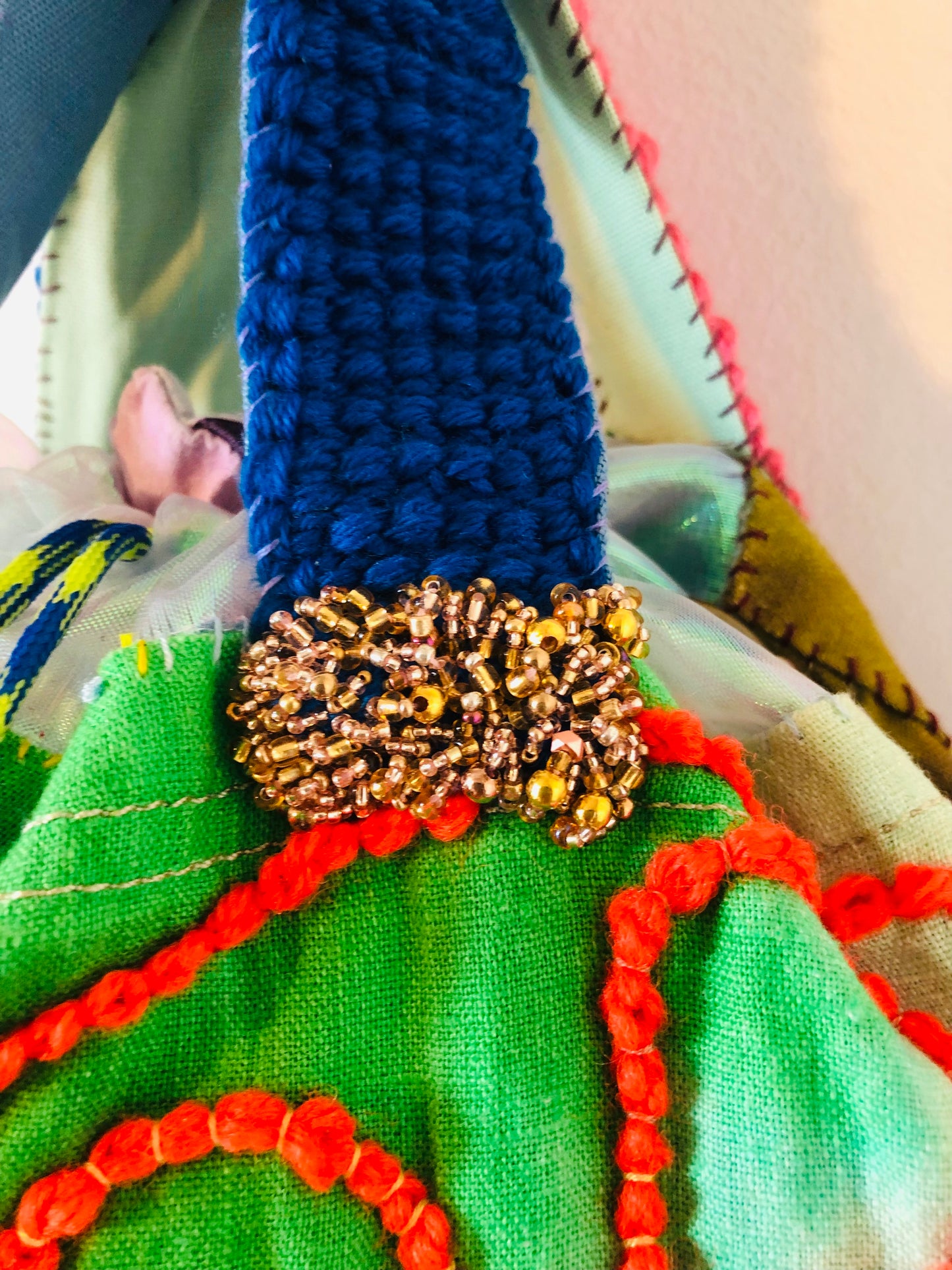 Bag 手縫いのバッグ　布製　巾着バッグ　スローファッション　ハンドメイド　2303