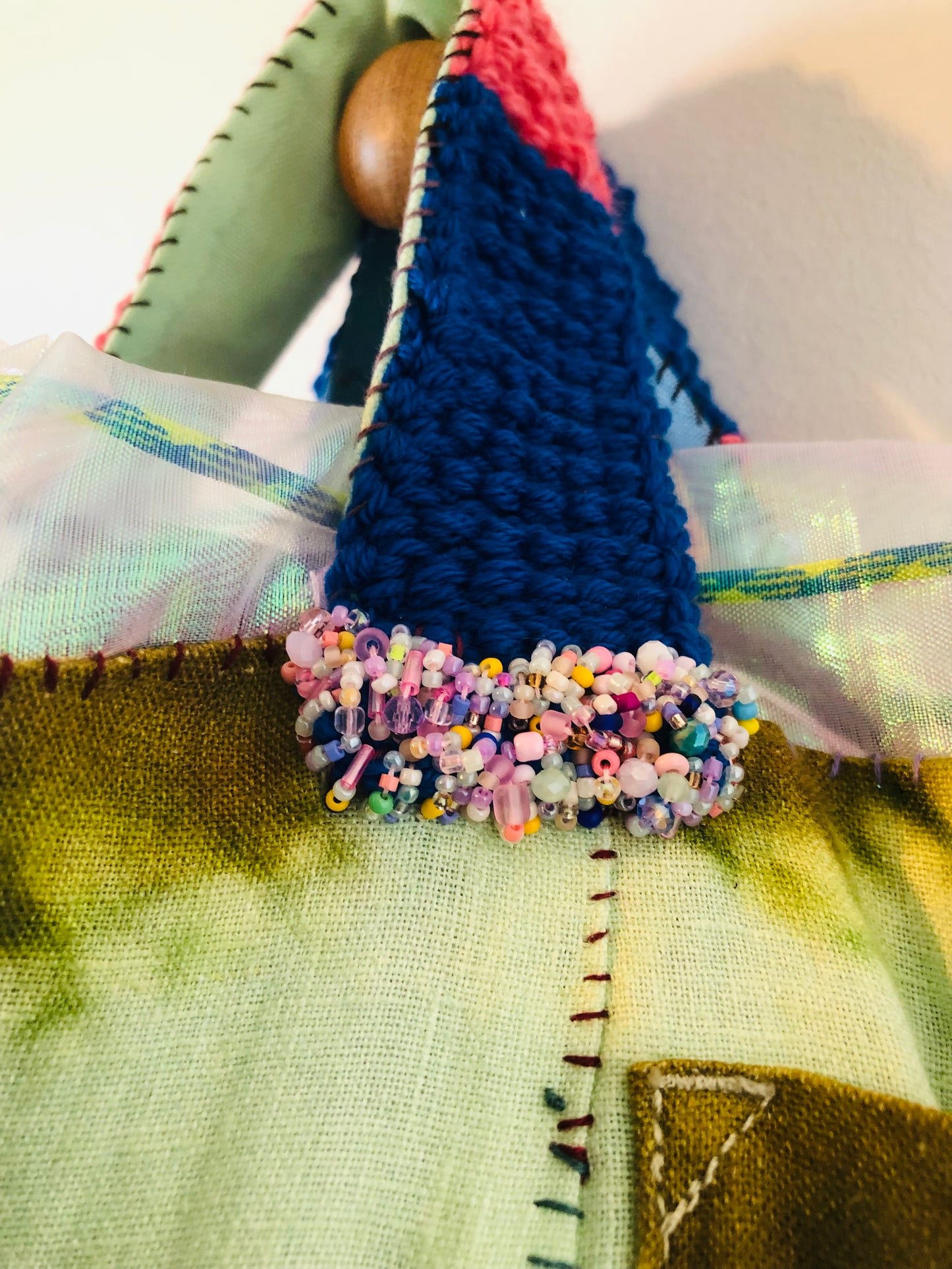 Bag 手縫いのバッグ　布製　巾着バッグ　スローファッション　ハンドメイド　2303