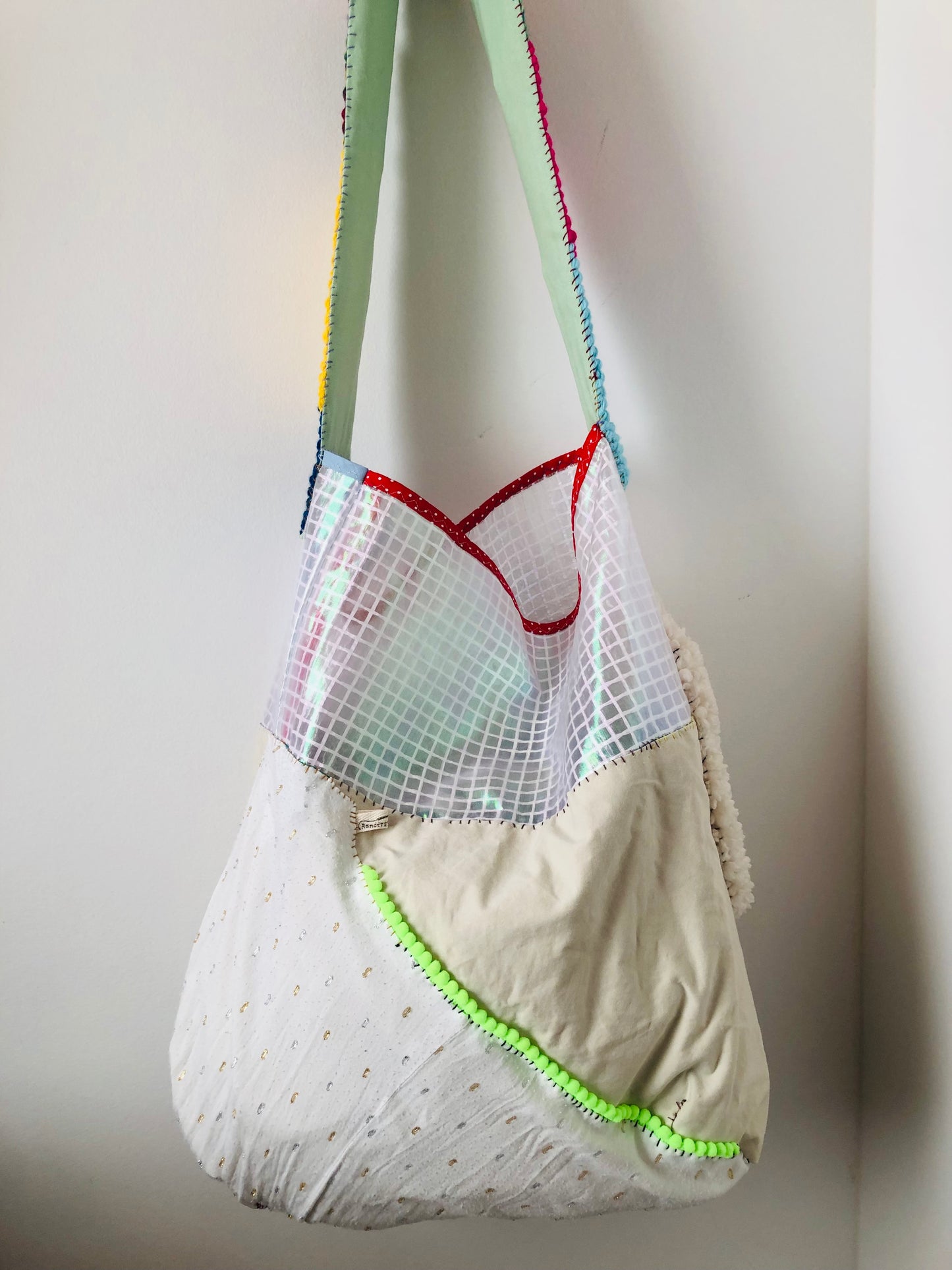 Hand-sewn fabric shoulder bag, large, slow fashion, handmade, 2306