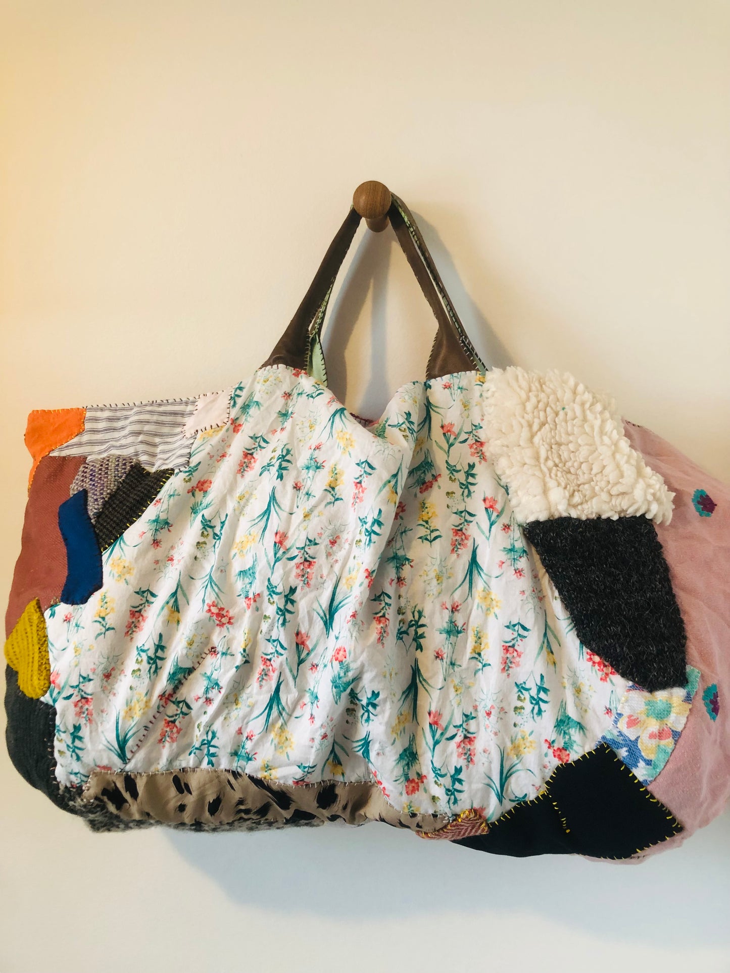 Bag Hand-sewn Fabric Tote Bag Slow Fashion Handmade 2312