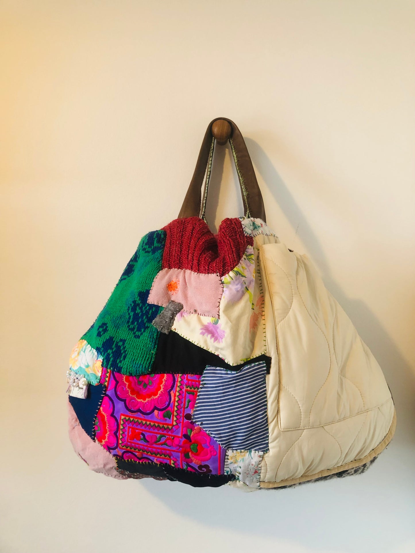 Bag Hand-sewn Fabric Tote Bag Slow Fashion Handmade 2312