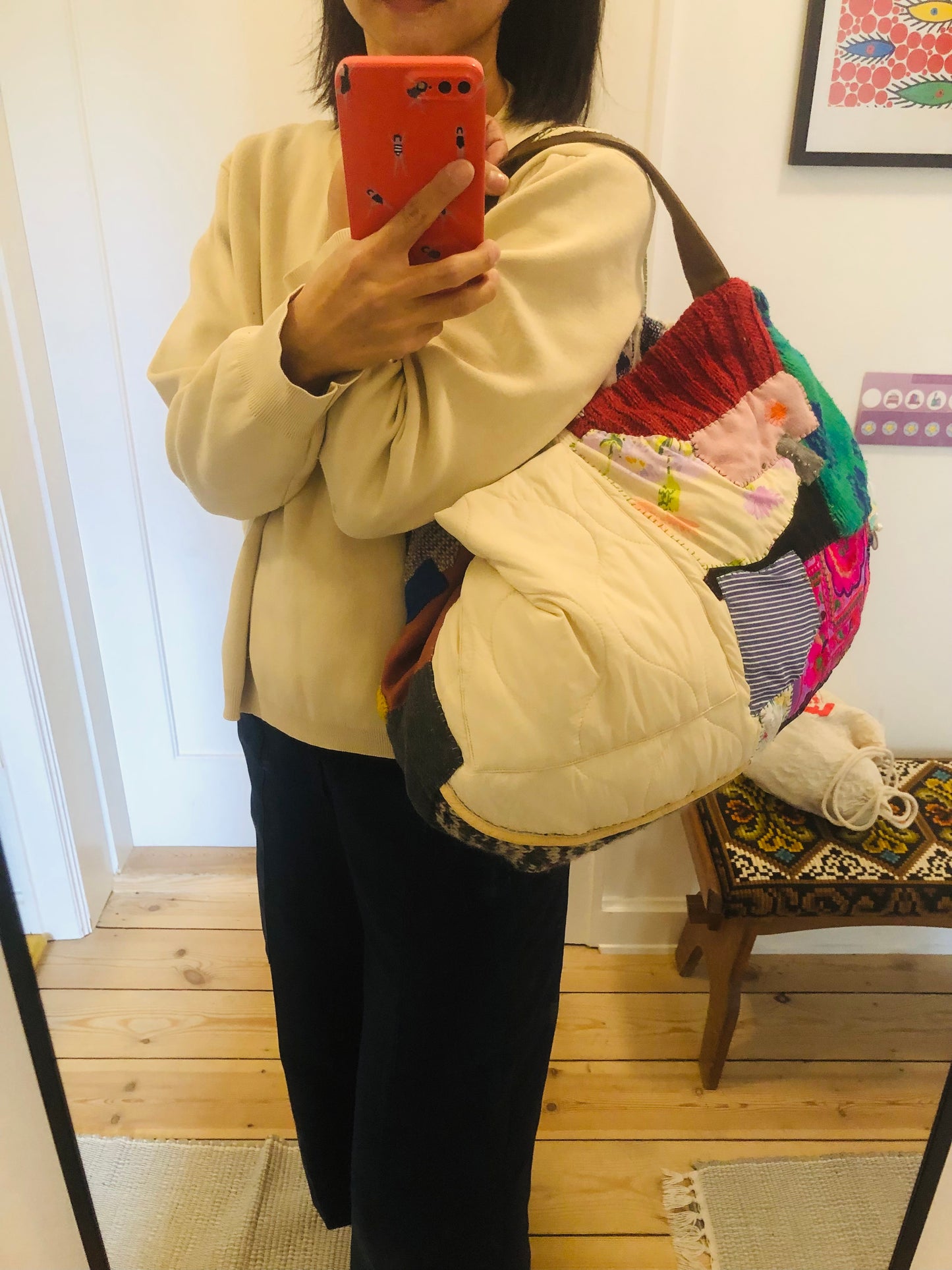 Bag Hand-sewn Fabric Tote Bag Slow Fashion Handmade 2312