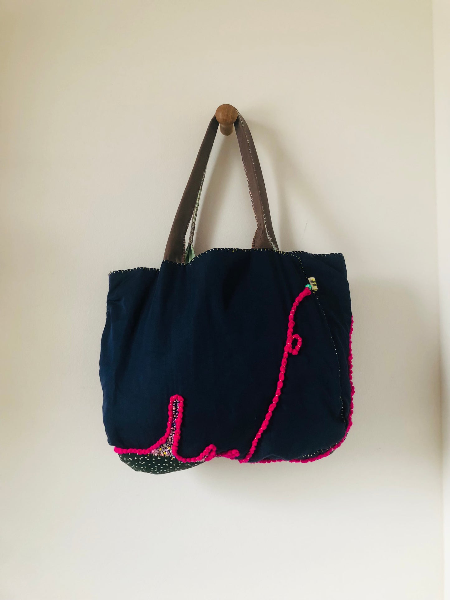 Bag Hand-sewn Fabric Tote Bag Slow Fashion Handmade 2298