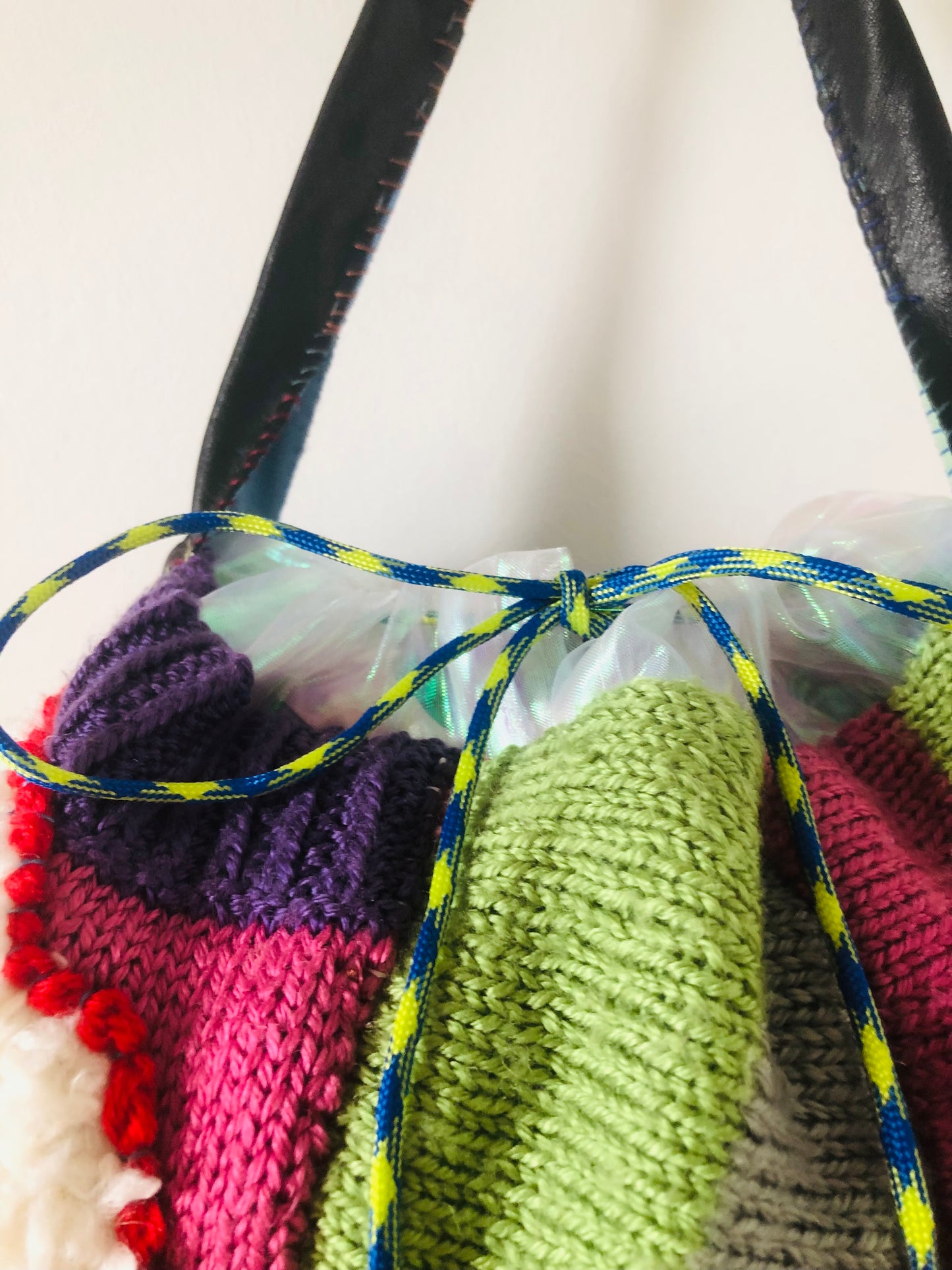 Hand-sewn fabric drawstring bag, slow fashion, handmade, 2309