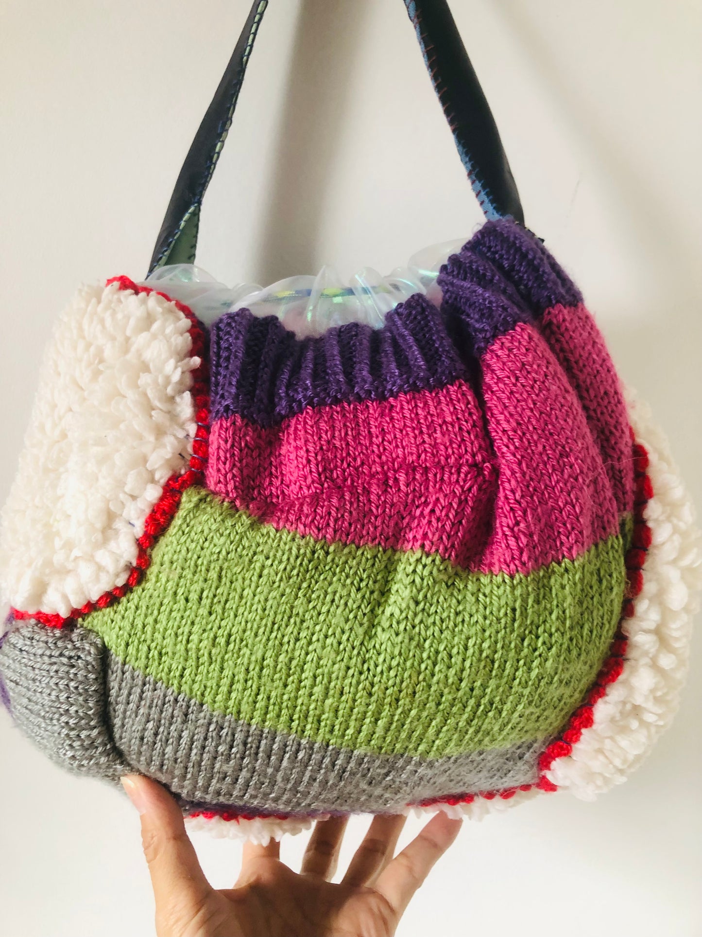 Hand-sewn fabric drawstring bag, slow fashion, handmade, 2309