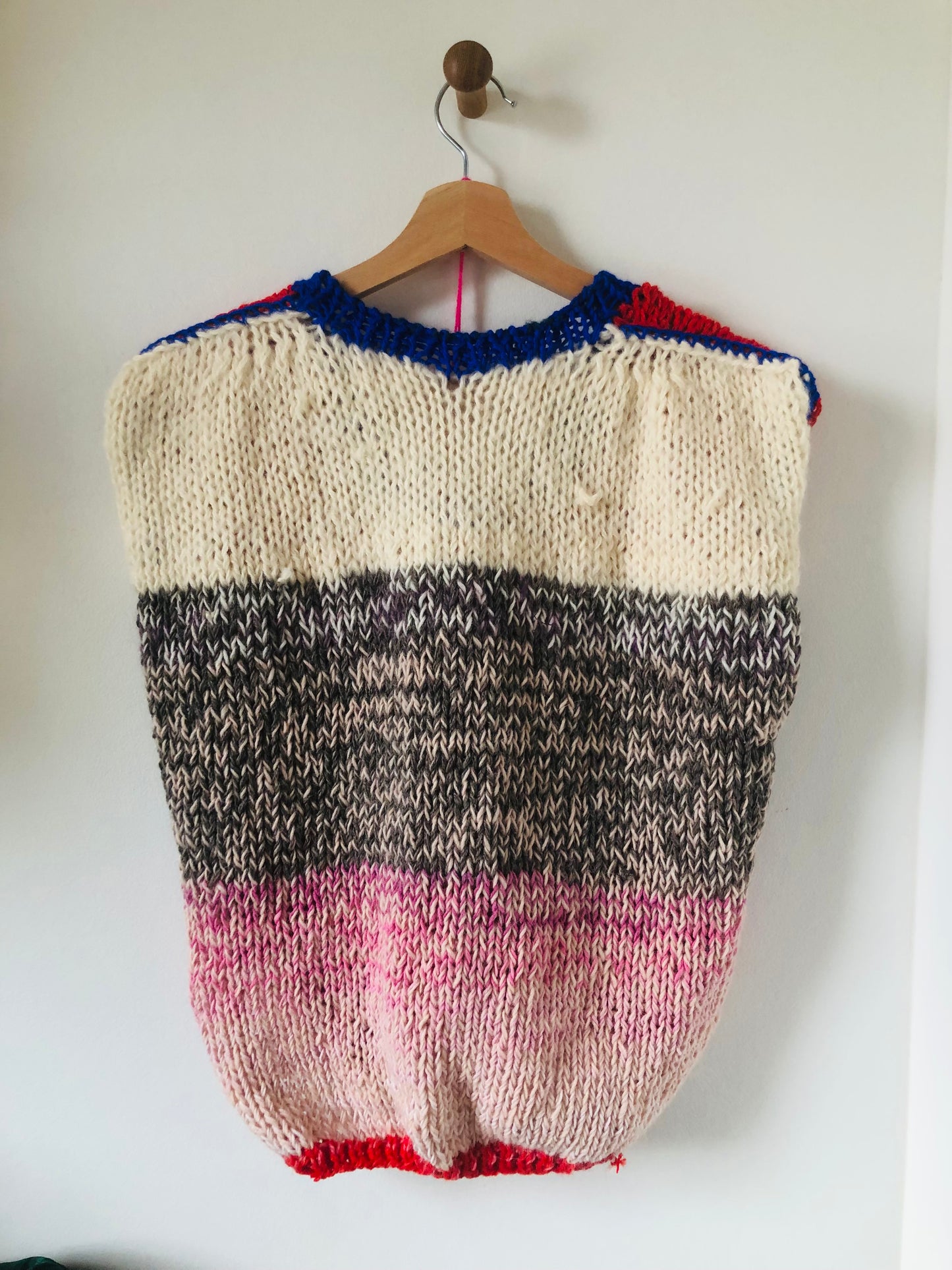 Hand-knitted sweater, slow fashion, fancy yarn, oneofakind, short sleeves, short length, 2310