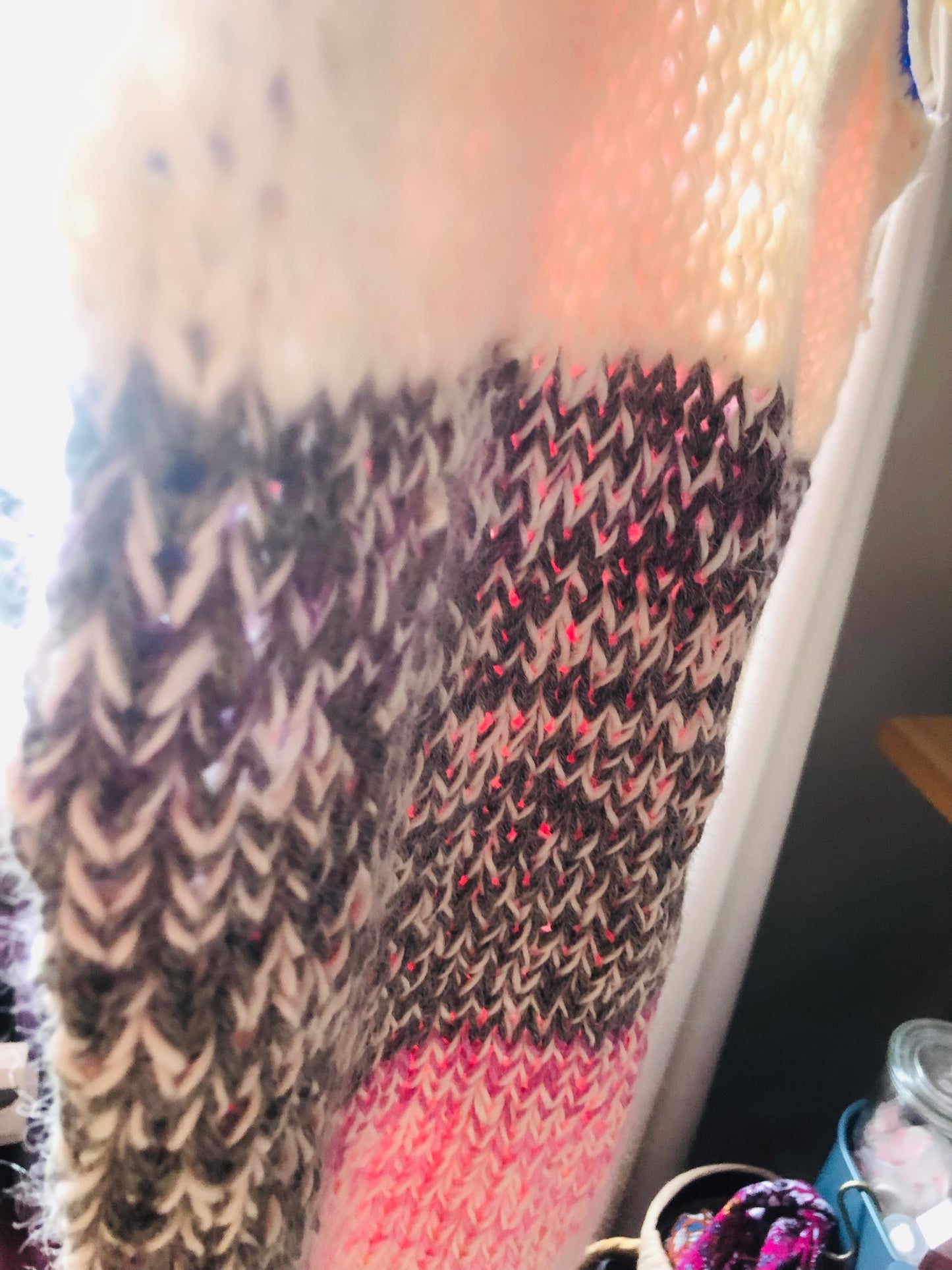 Hand-knitted sweater, slow fashion, fancy yarn, oneofakind, short sleeves, short length, 2310