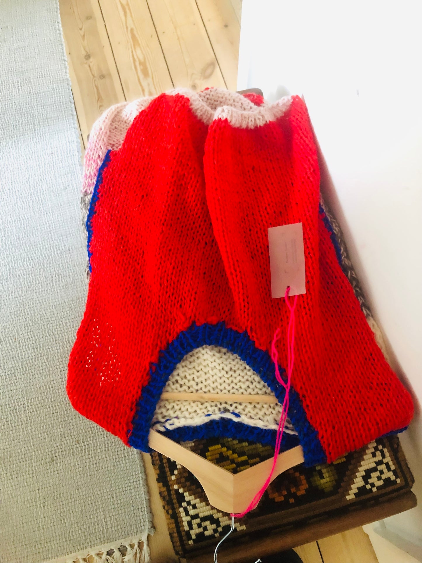 Hand-knitted sweater, slow fashion, fancy yarn, oneofakind, short sleeves, short length, 2310