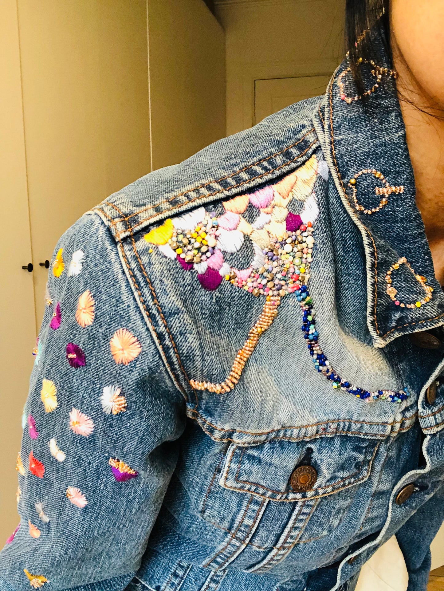 Cowboy jacket remake fabric slow fashion embroidery hand embroidery reproduction handmade 1957