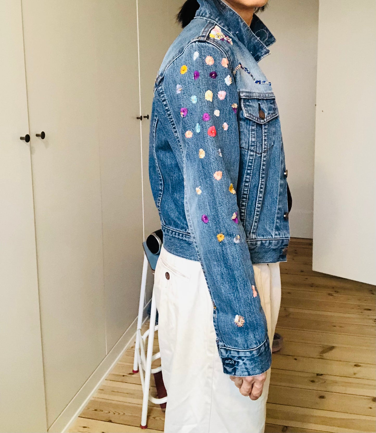 Cowboy jacket remake fabric slow fashion embroidery hand embroidery reproduction handmade 1957