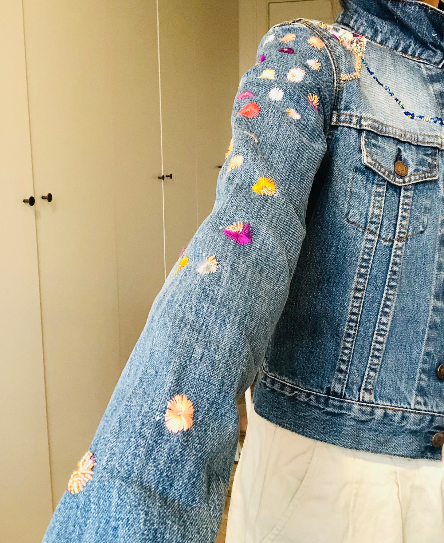Cowboy jacket remake fabric slow fashion embroidery hand embroidery reproduction handmade 1957