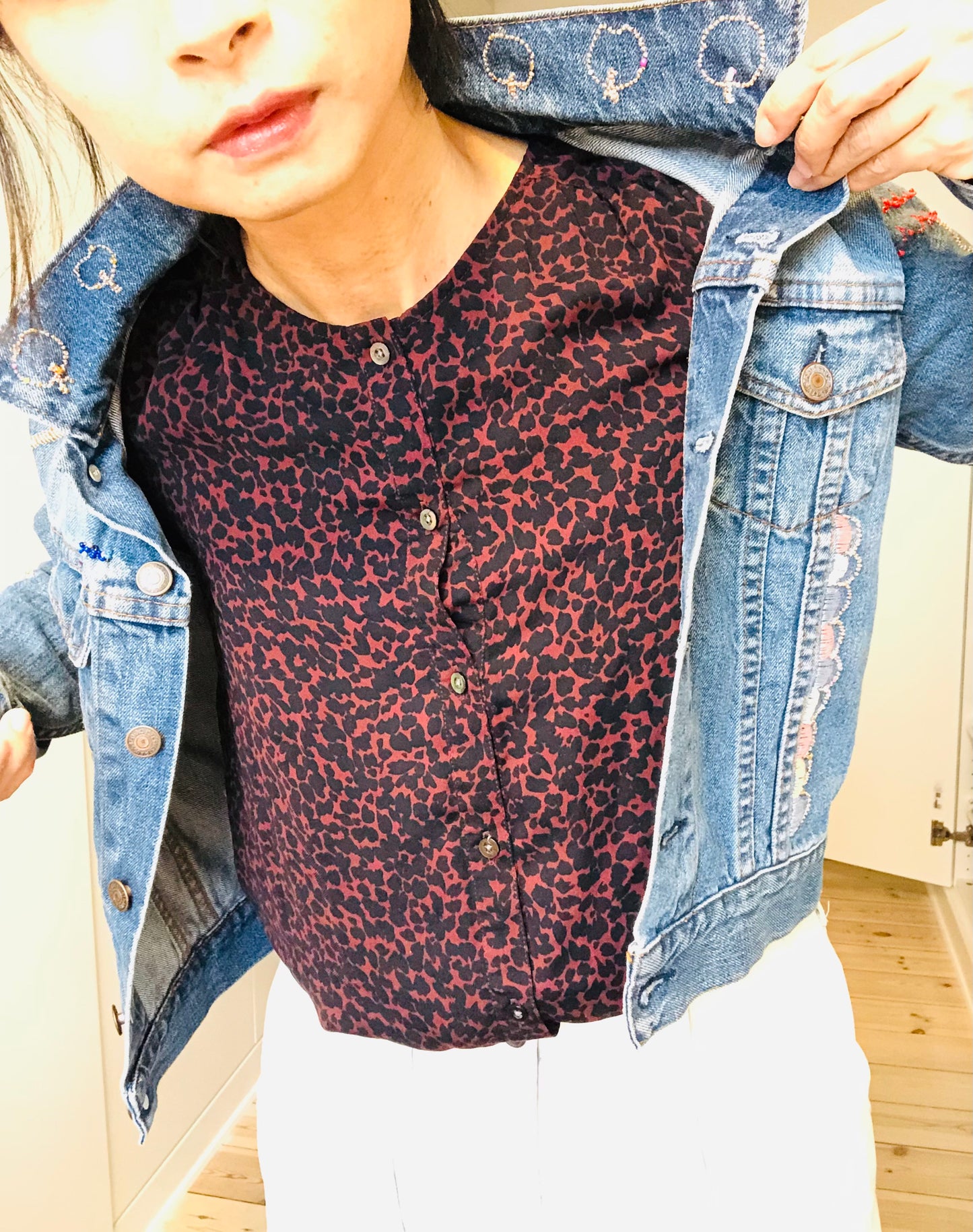 Cowboy jacket remake fabric slow fashion embroidery hand embroidery reproduction handmade 1957