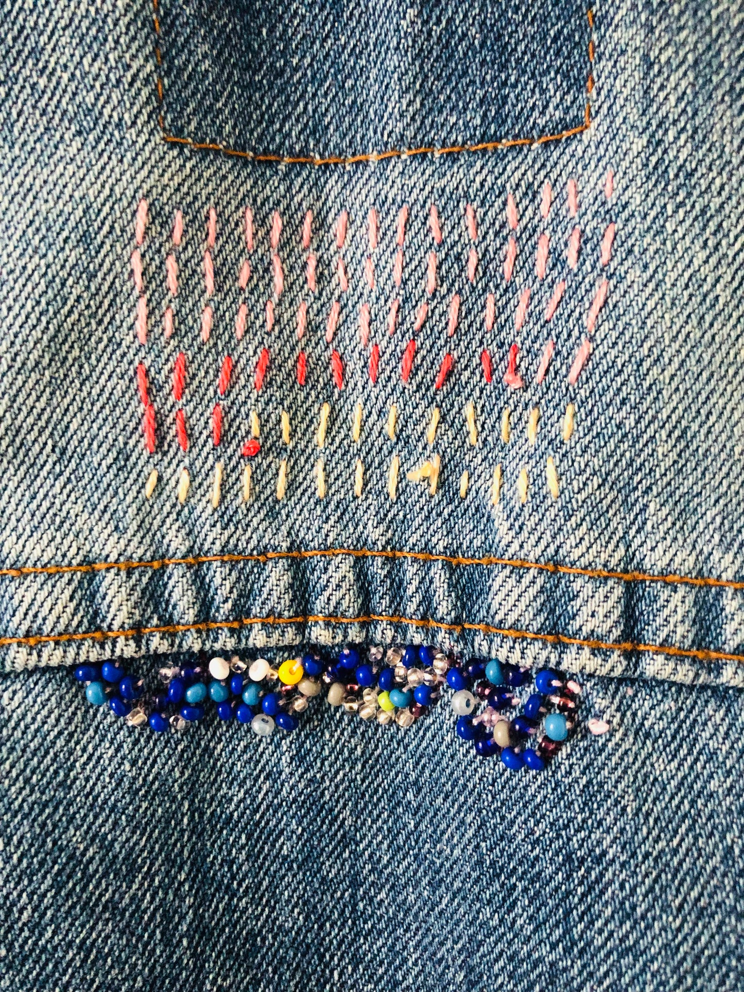 Cowboy jacket remake fabric slow fashion embroidery hand embroidery reproduction handmade 1957