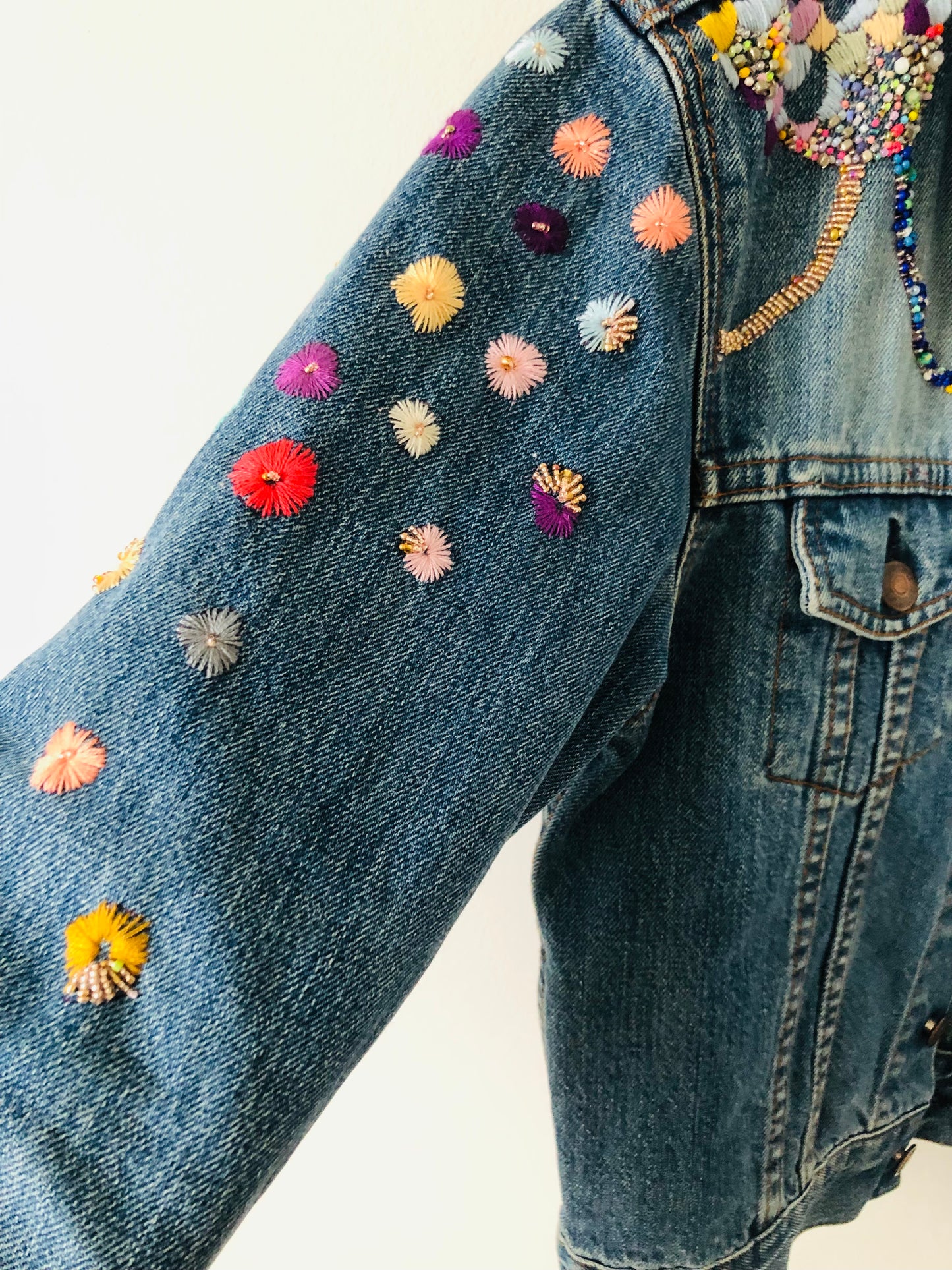 Cowboy jacket remake fabric slow fashion embroidery hand embroidery reproduction handmade 1957